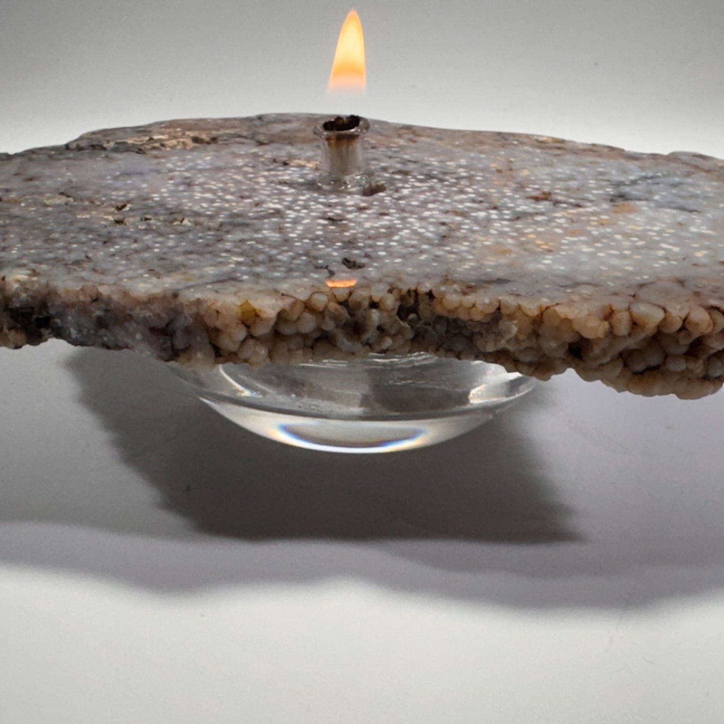 [shopname] - Rock Candle gift box - grape agate slab, rock decor