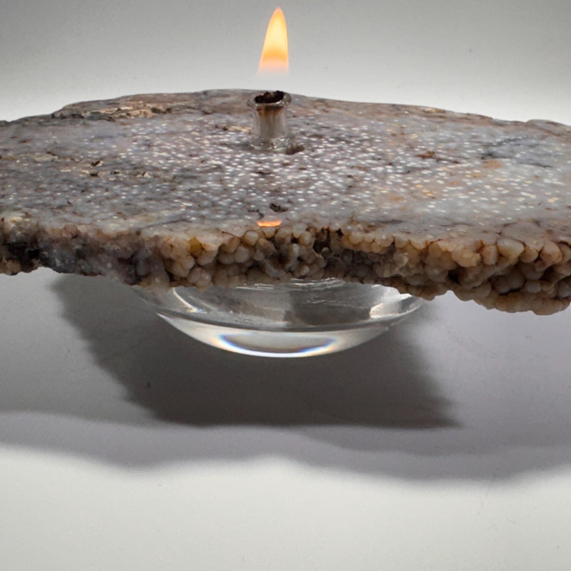 [shopname] - Rock Candle gift box - grape agate slab, rock decor