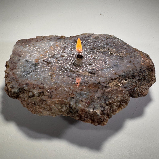 [shopname] - Rock Candle gift box - grape agate slab, rock decor
