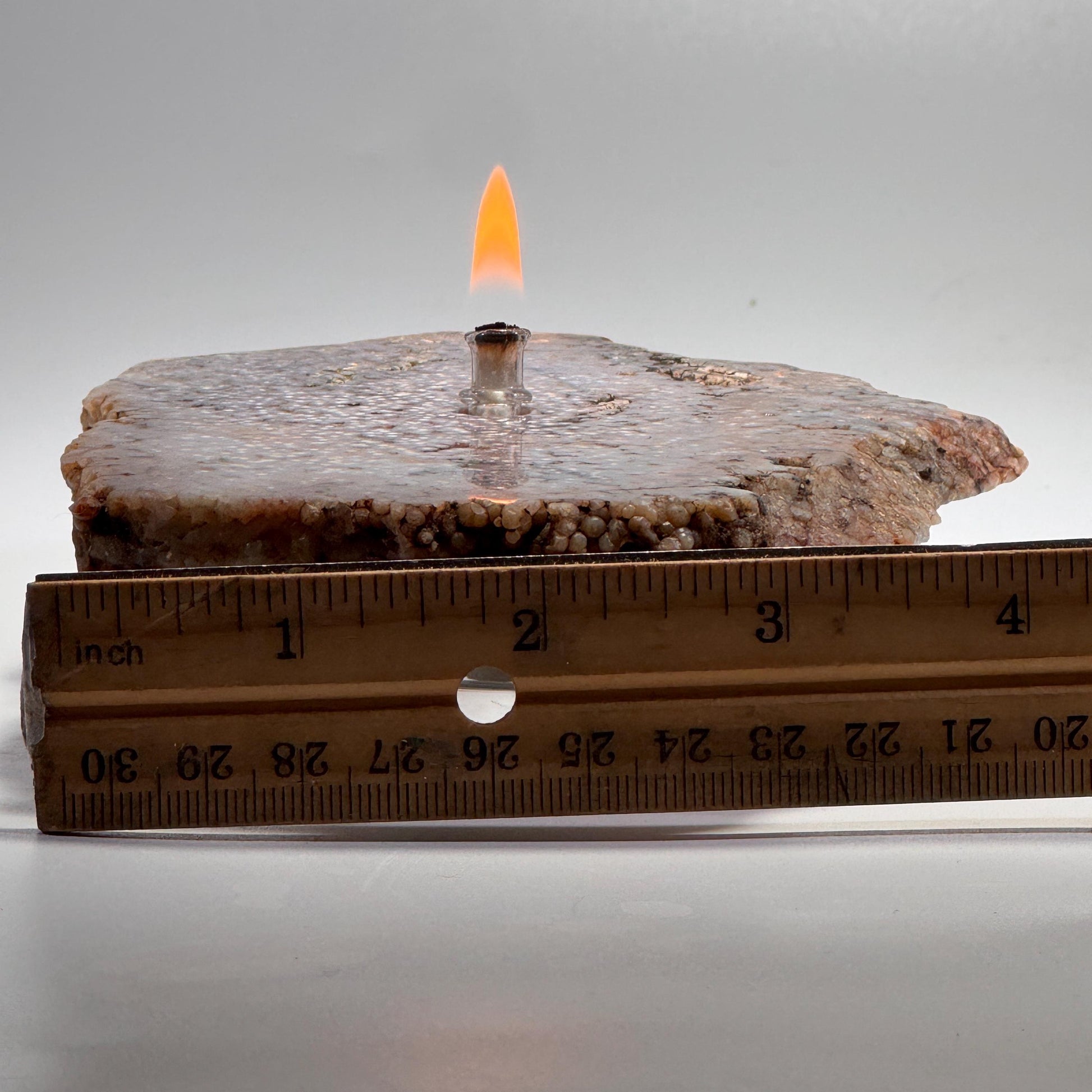 [shopname] - Rock Candle gift box - grape agate slab, rock decor