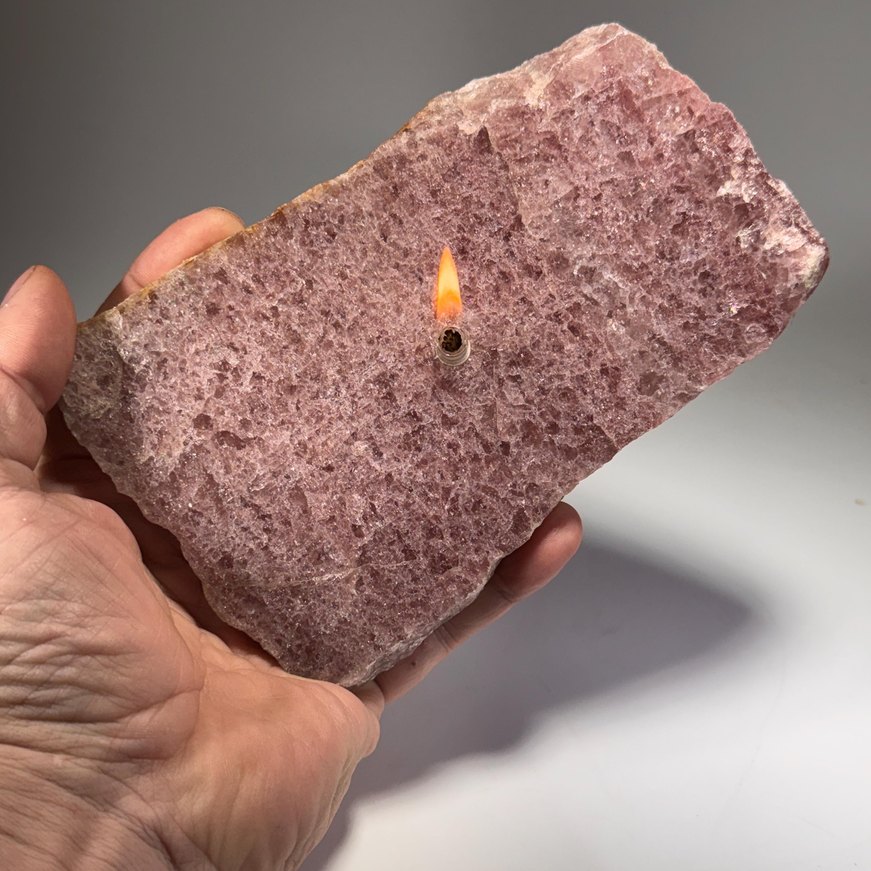 [shopname] - Red Aventurine Rock Candle, rock decor