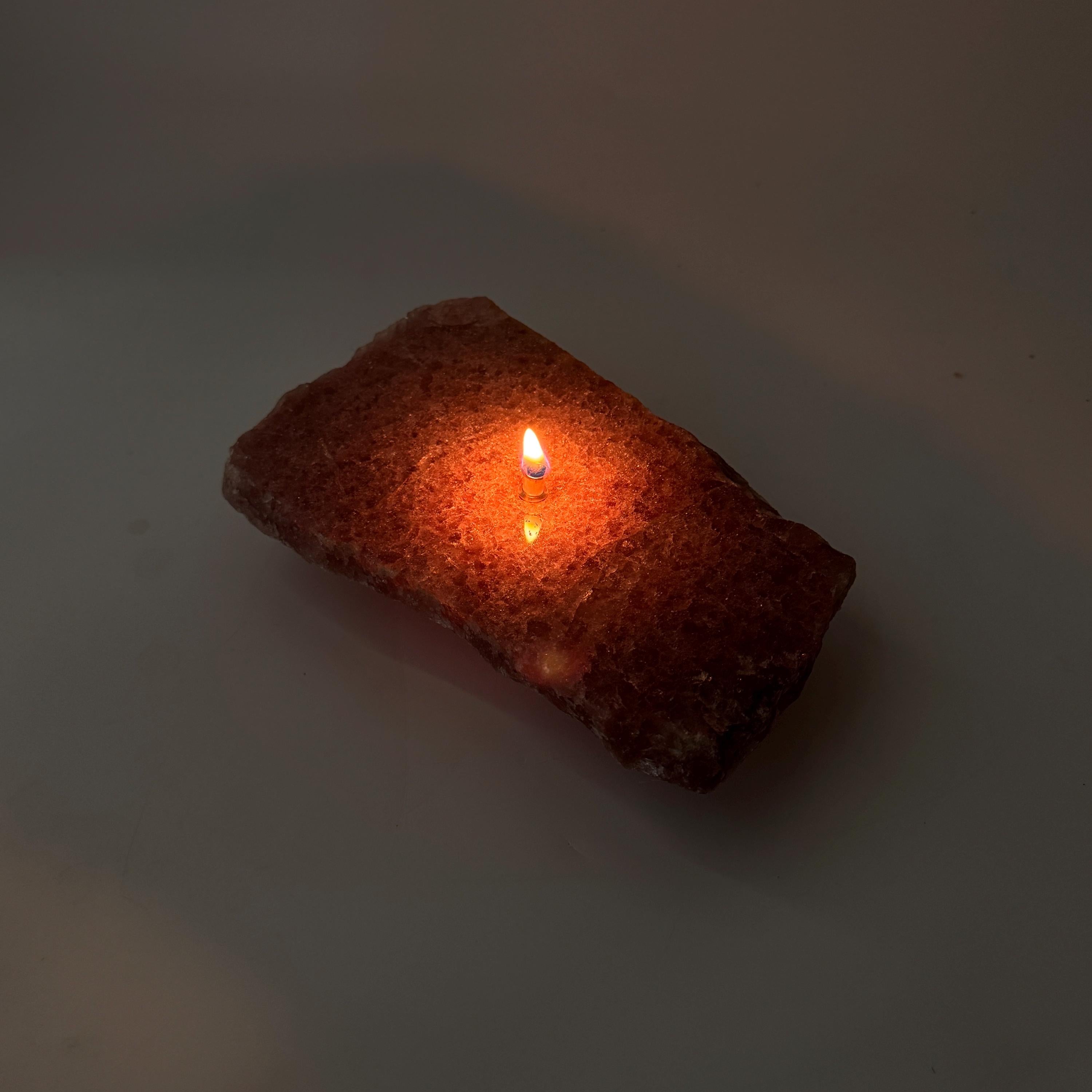 [shopname] - Red Aventurine Rock Candle, rock decor