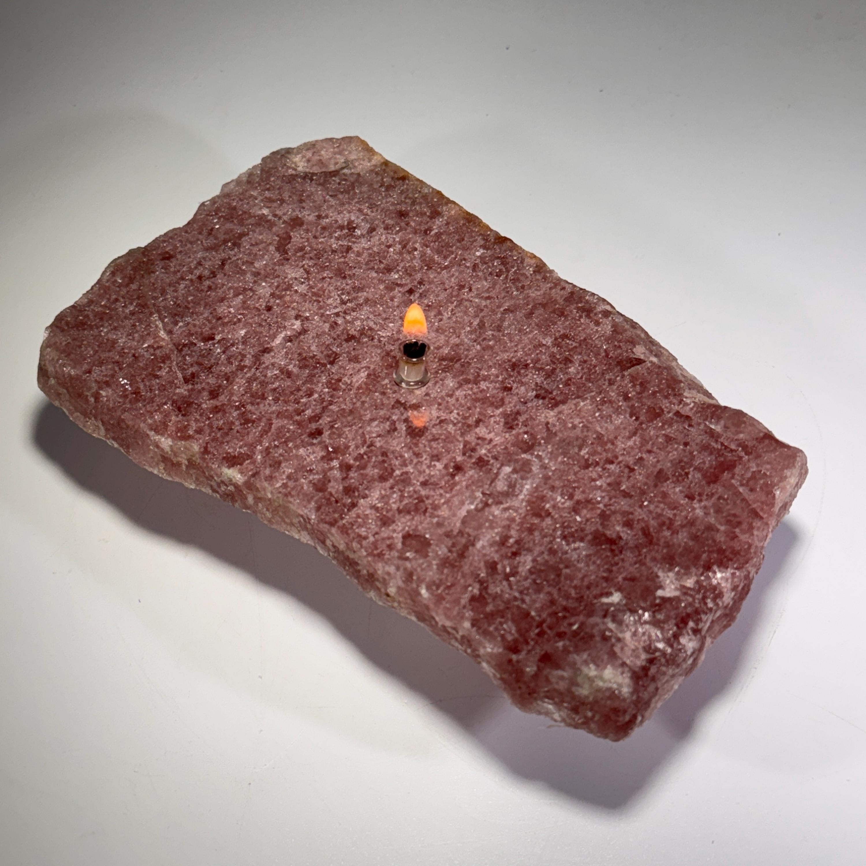 [shopname] - Red Aventurine Rock Candle, rock decor