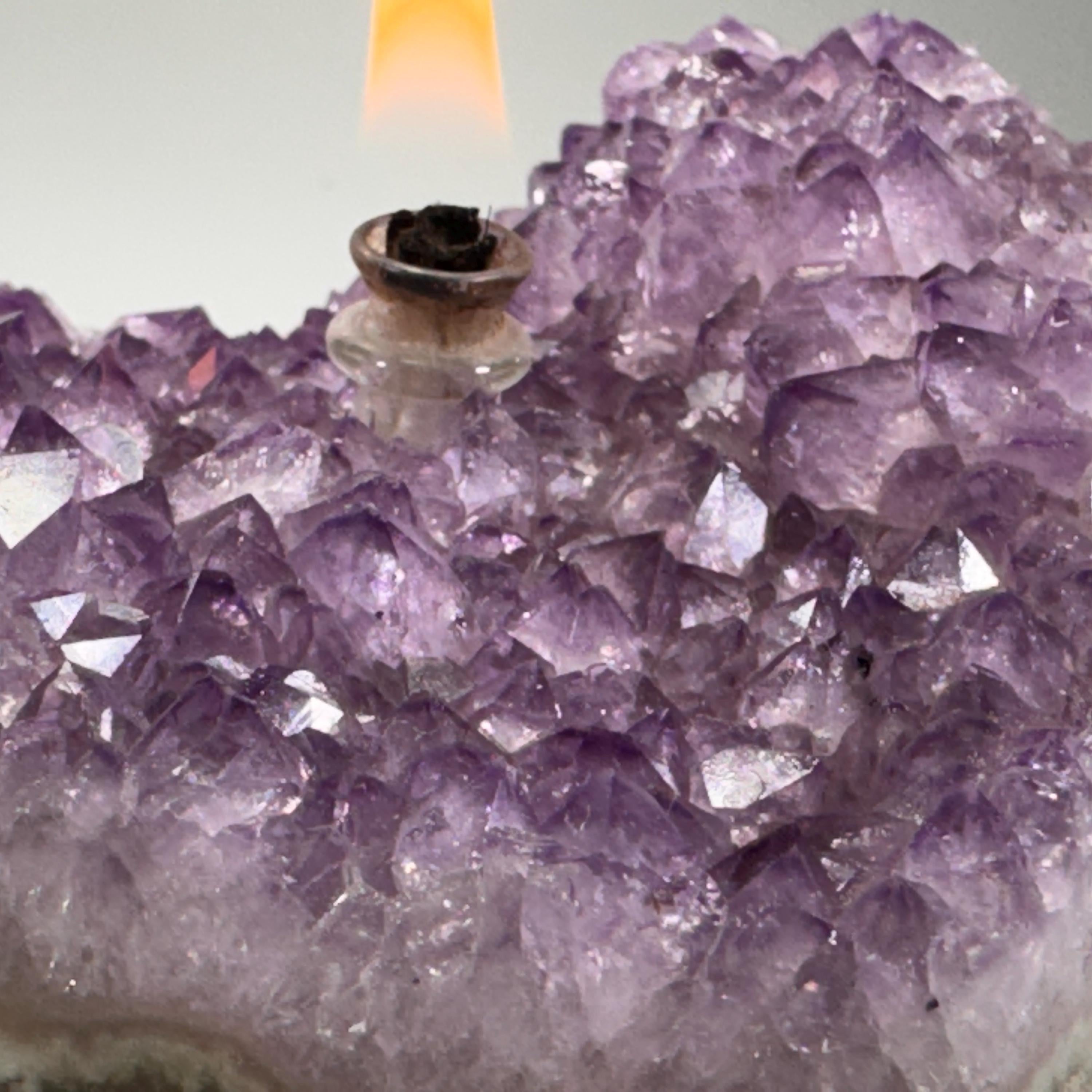 [shopname] - Amethyst Rock Candle, geode heart | Rustic Home Rock Decor, rock decor