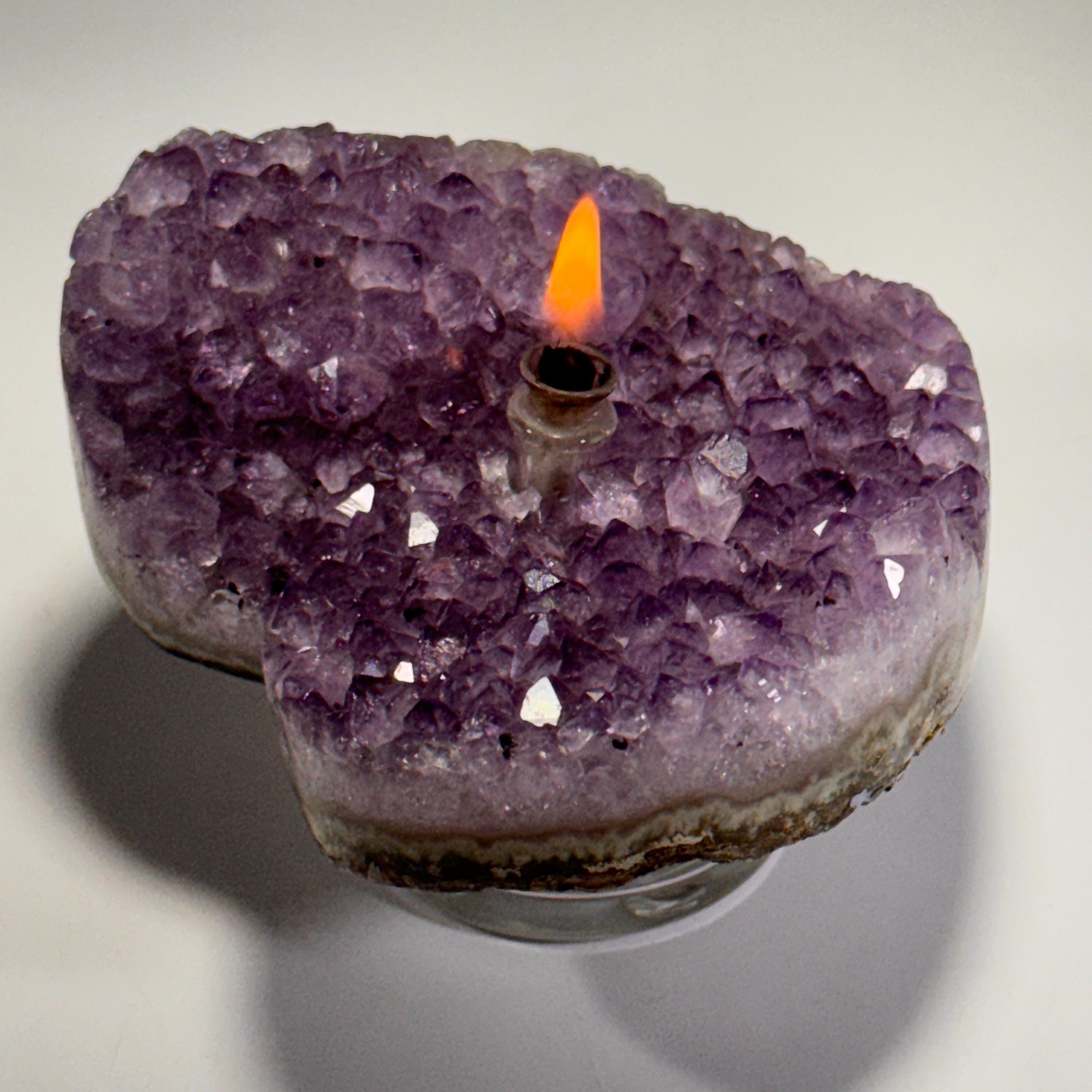 [shopname] - Amethyst Rock Candle, geode heart | Rustic Home Rock Decor, rock decor