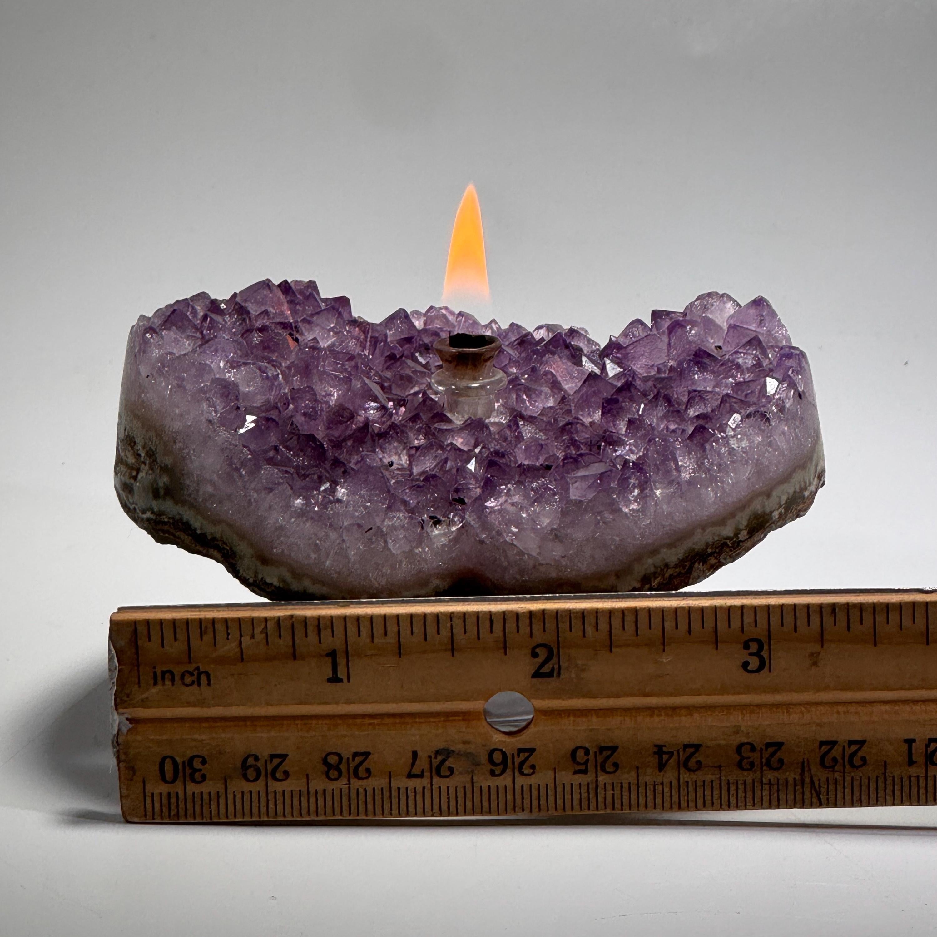 [shopname] - Amethyst Rock Candle, geode heart | Rustic Home Rock Decor, rock decor