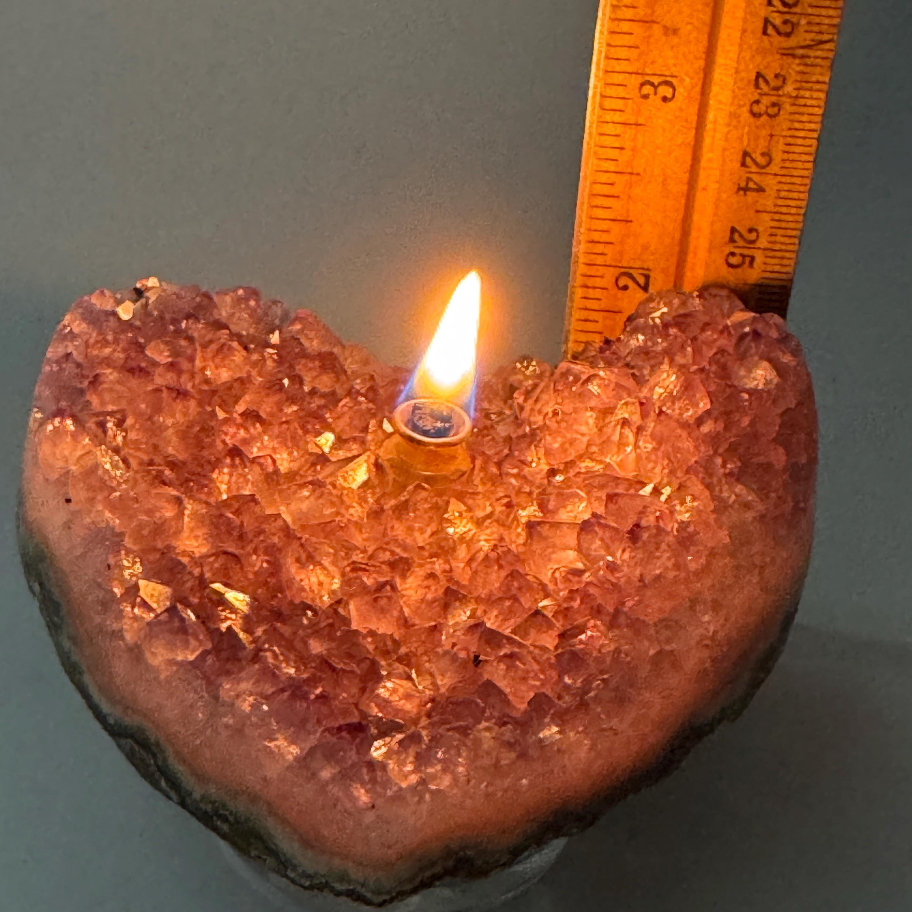 [shopname] - Amethyst Rock Candle, geode heart | Rustic Home Rock Decor, rock decor