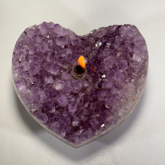 [shopname] - Amethyst Rock Candle, geode heart | Rustic Home Rock Decor, rock decor