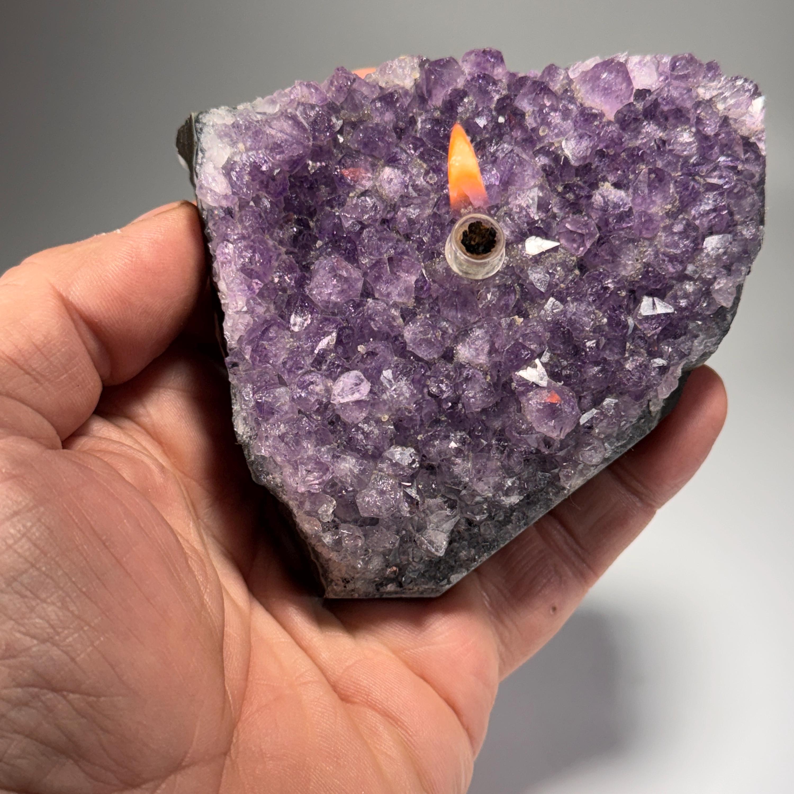 [shopname] - Rock oil lamp, Amethyst geode | Home Rock Decor, rock decor