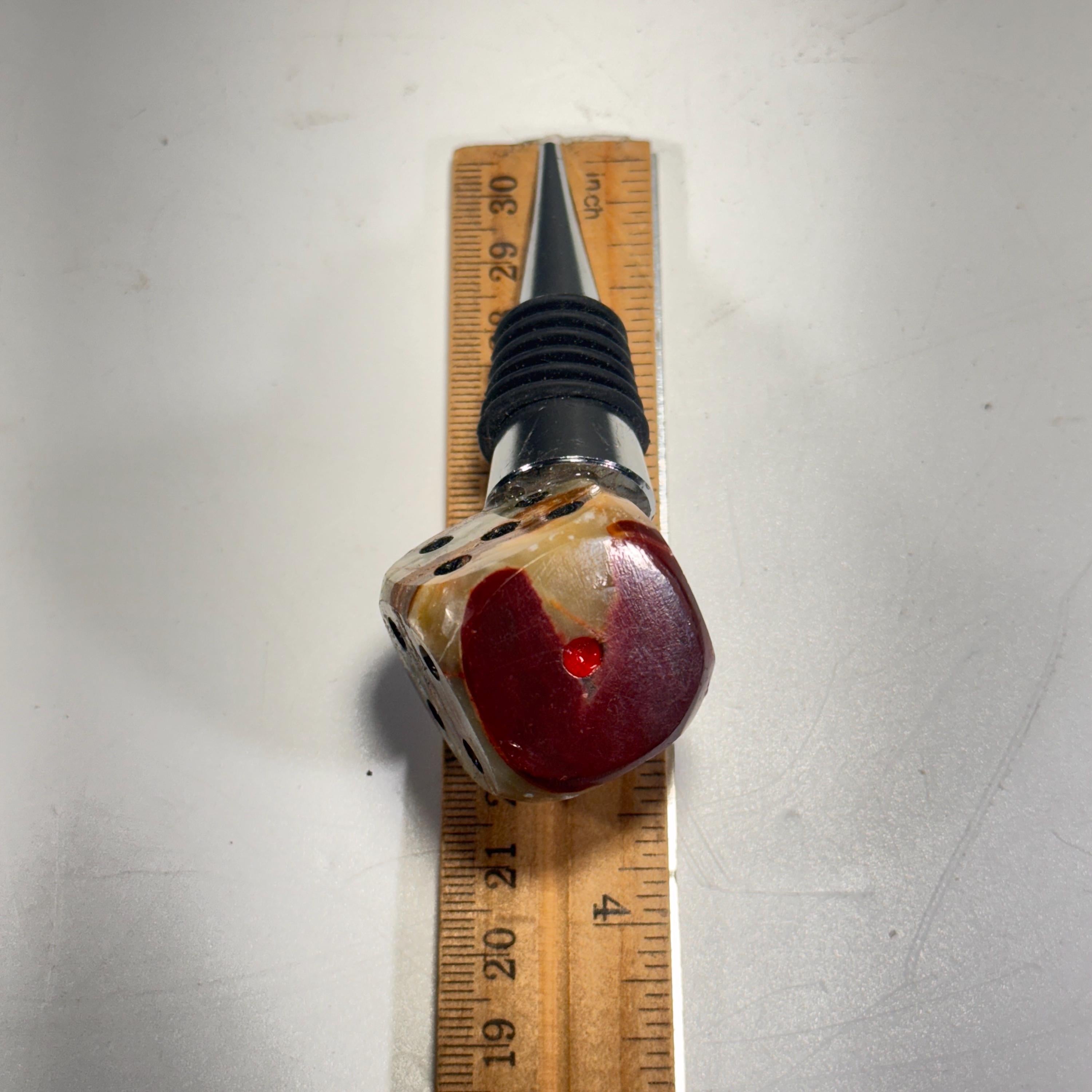 [shopname] - Crystal Bottle Stopper | Carved Onyx Die, rock decor