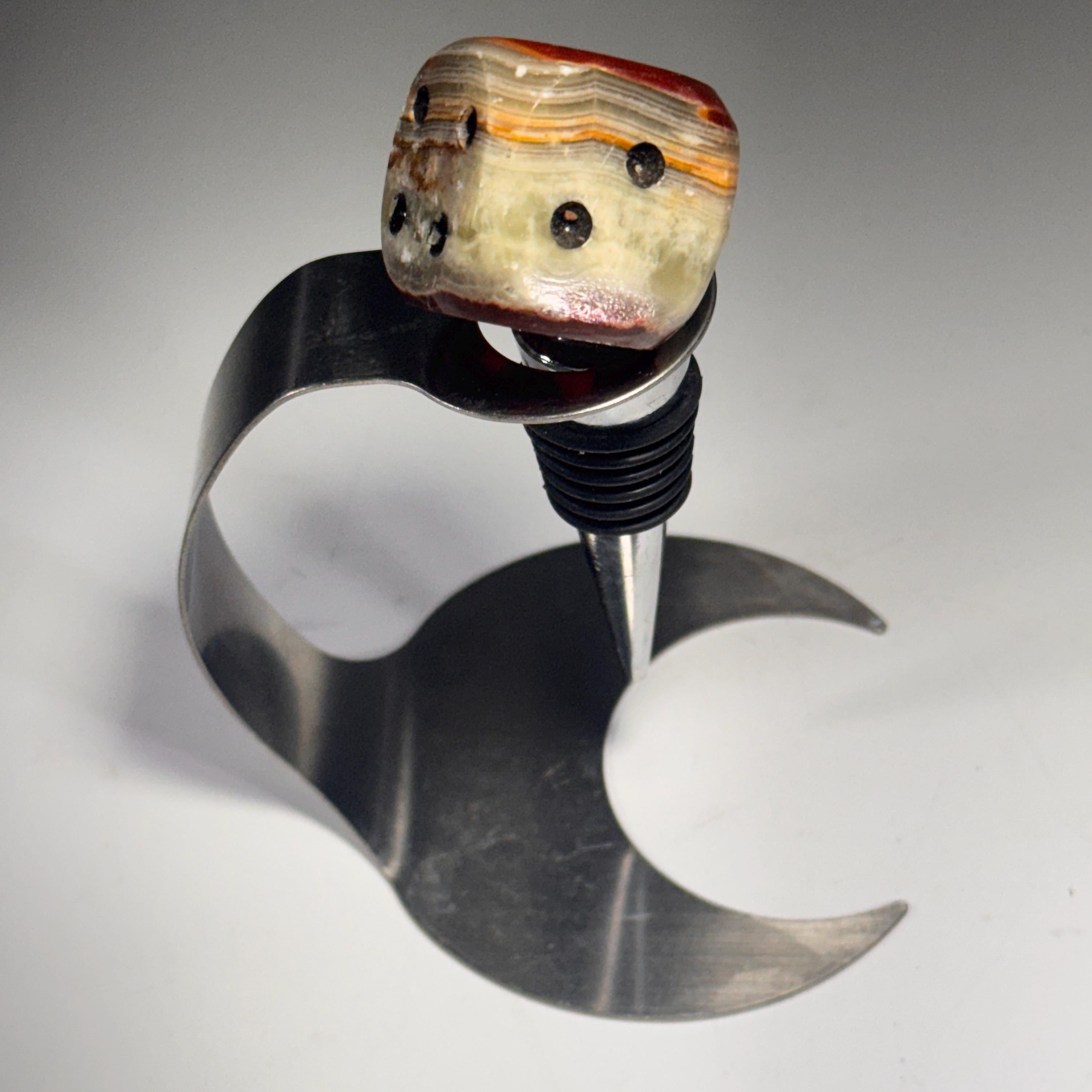 [shopname] - Crystal Bottle Stopper | Carved Onyx Die, rock decor