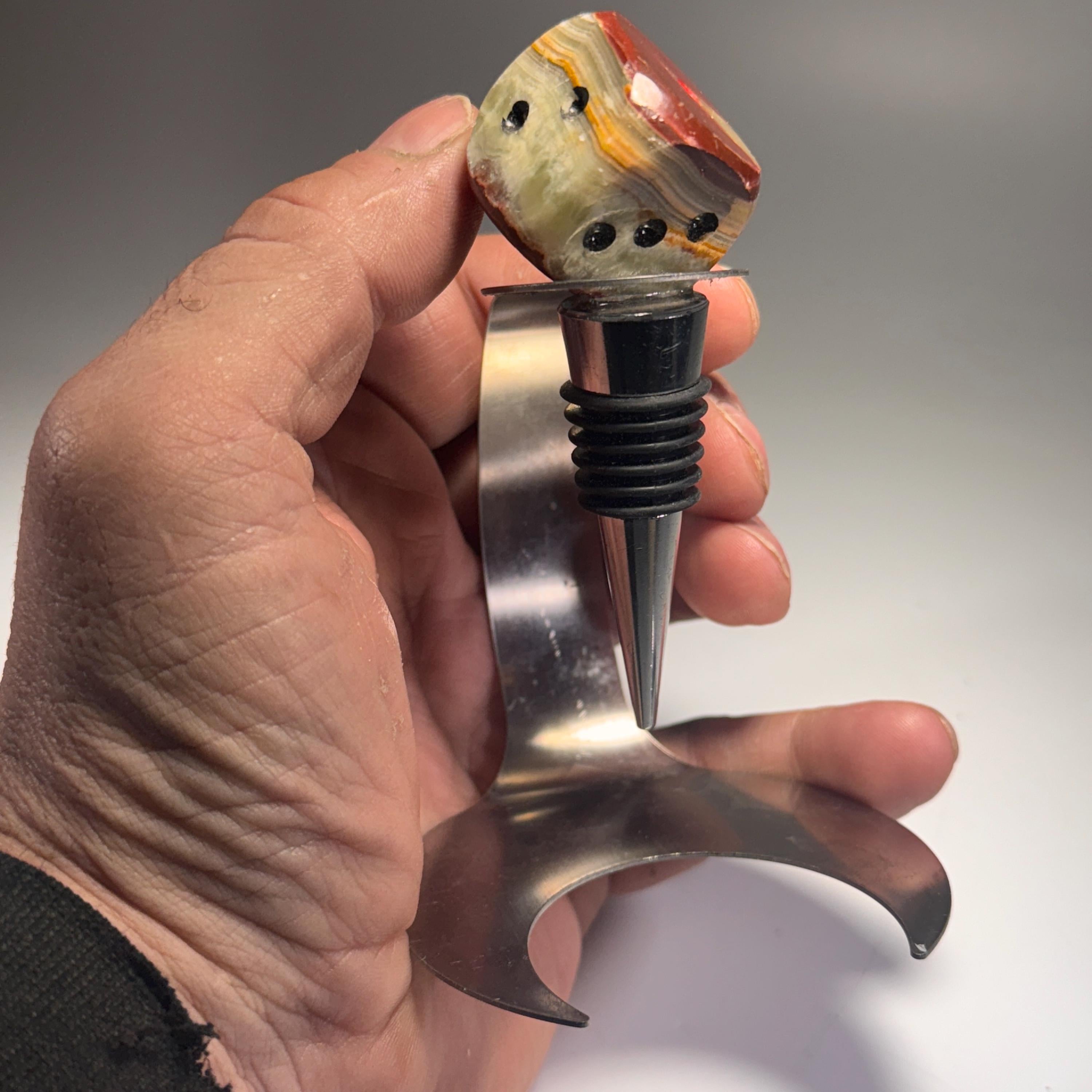 [shopname] - Crystal Bottle Stopper | Carved Onyx Die, rock decor