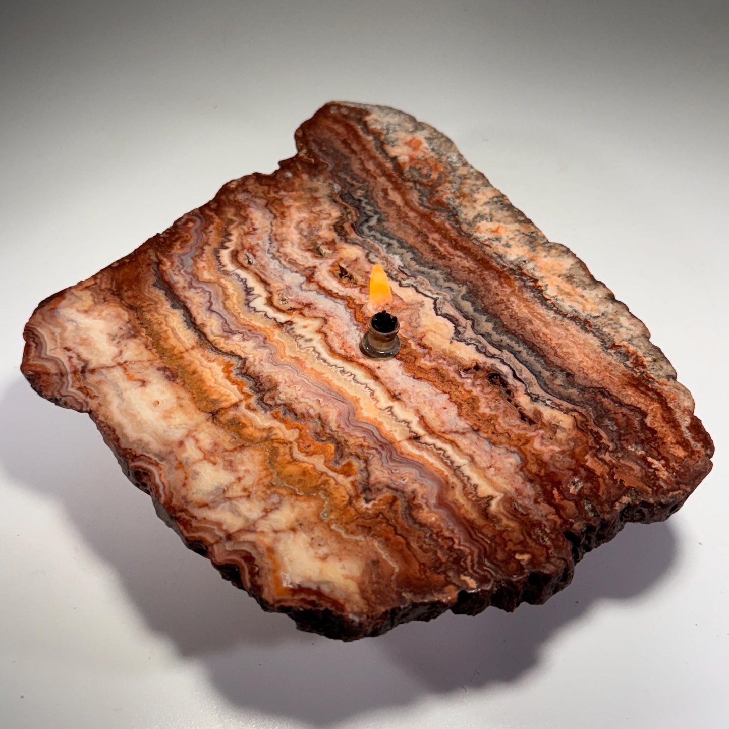 [shopname] - Crazy Lace Agate Rock Oil Candle Gift Box, rock decor