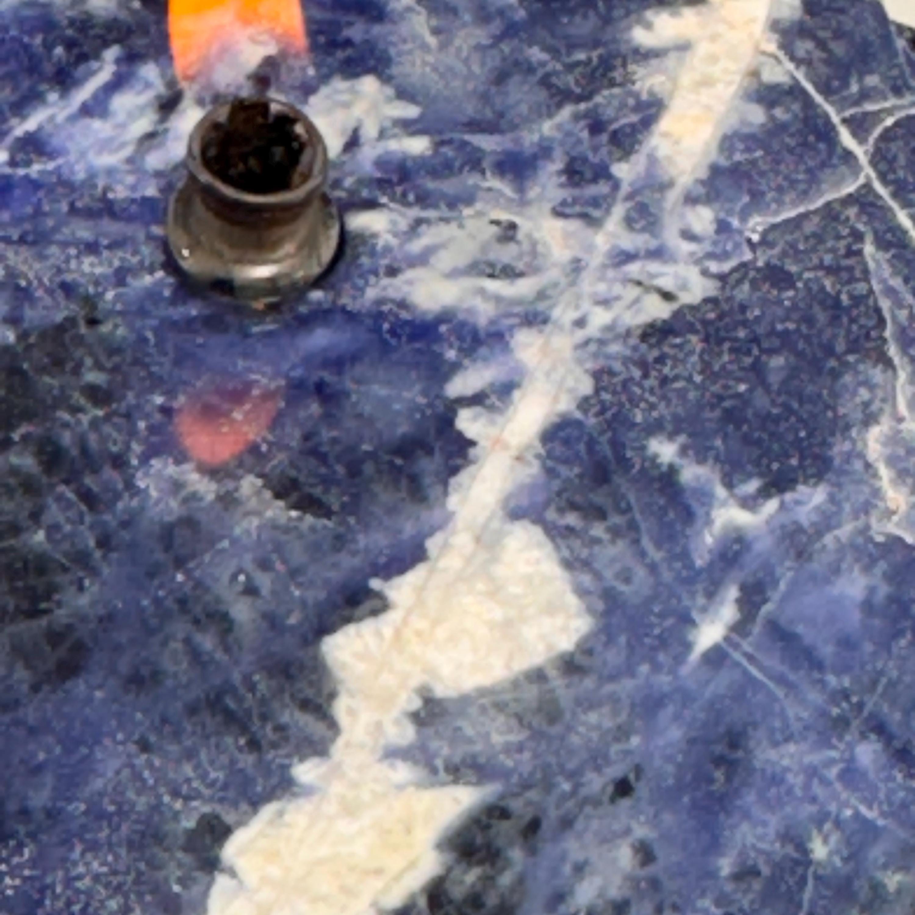 [shopname] - Sodalite Rock Candle, rock decor
