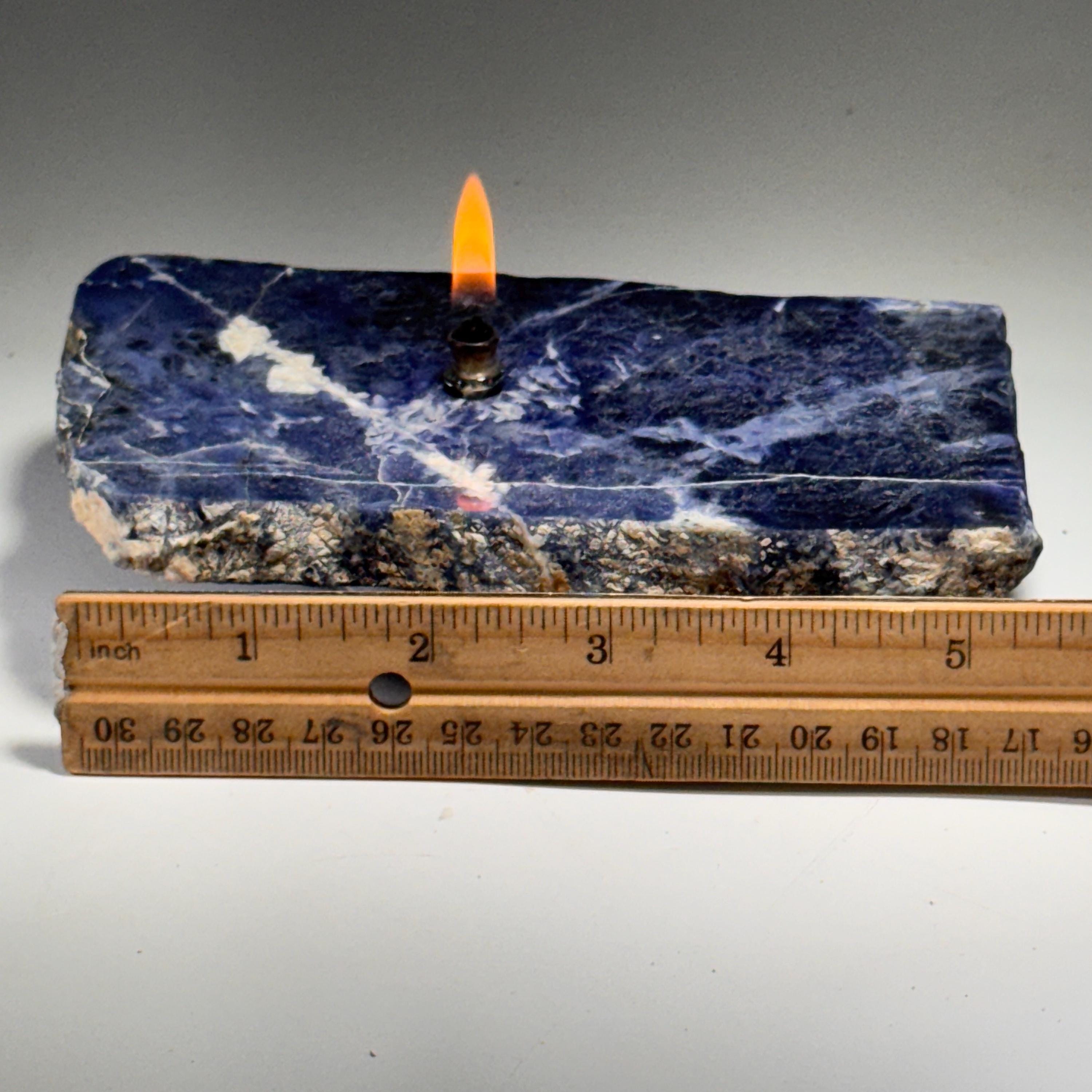 [shopname] - Sodalite Rock Candle, rock decor