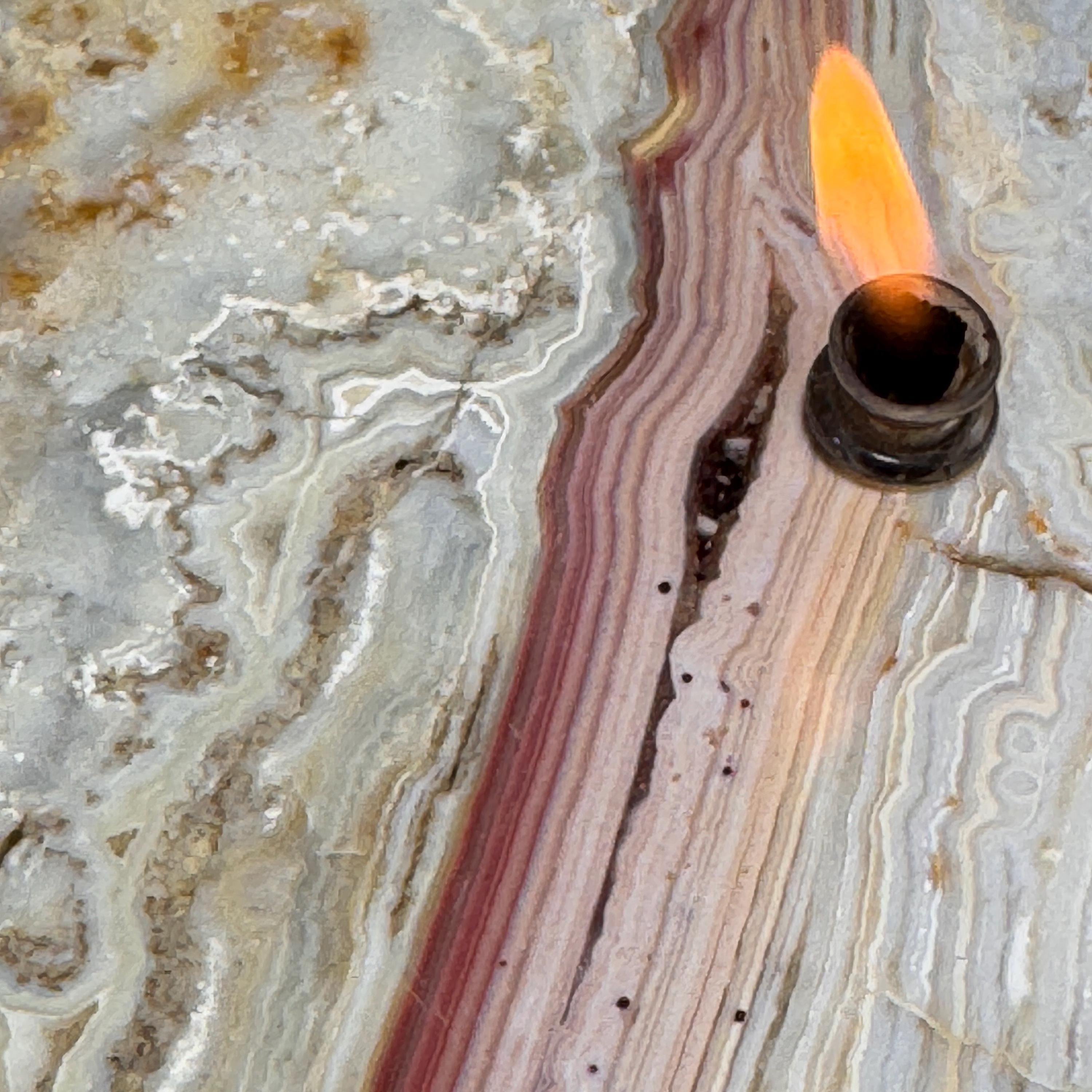 [shopname] - Crazy Lace Agate Rock Candle | Home Crystal Decor for home & office, rock decor