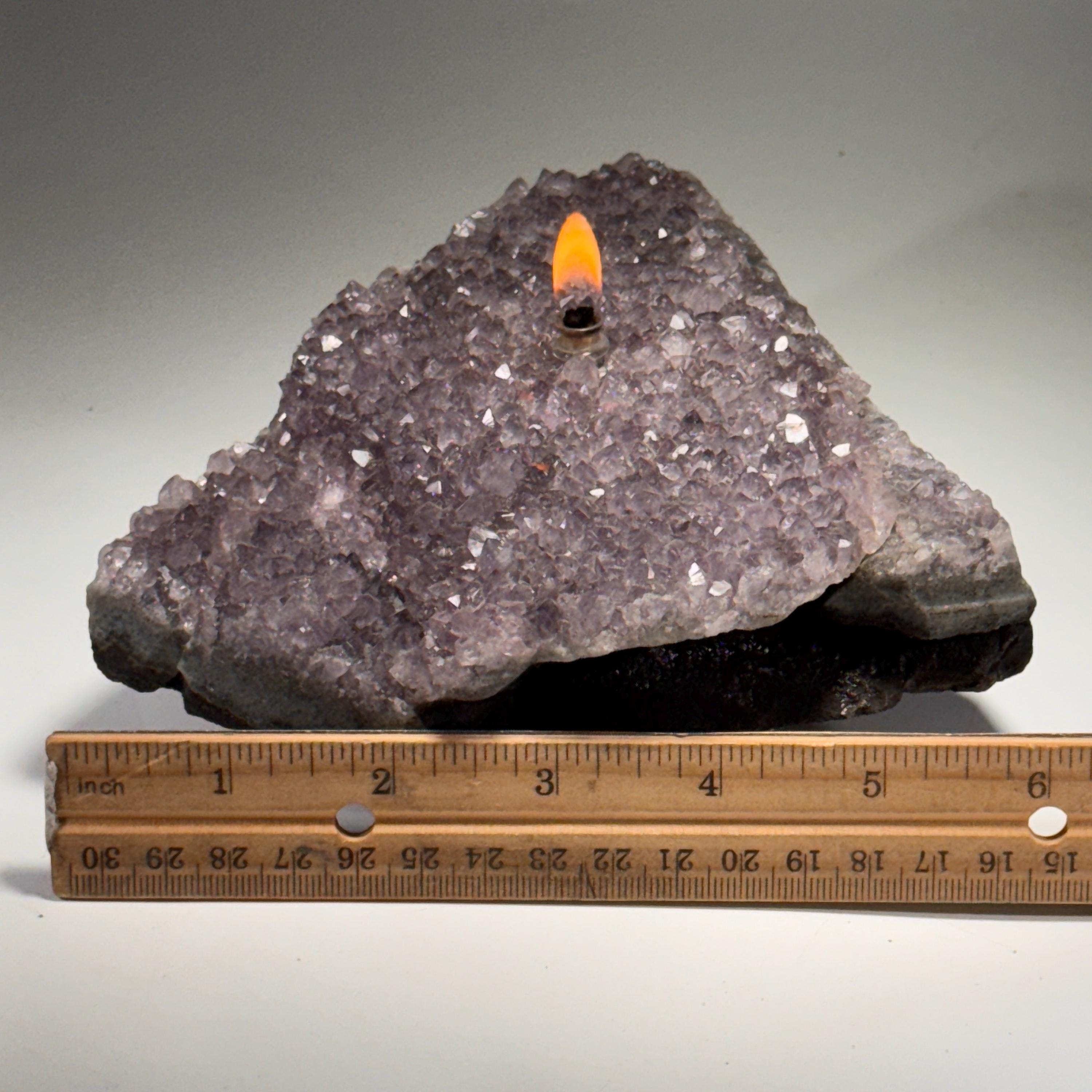 [shopname] - Rock oil lamp, Amethyst geode | Rustic Rock Home Decor, rock decor