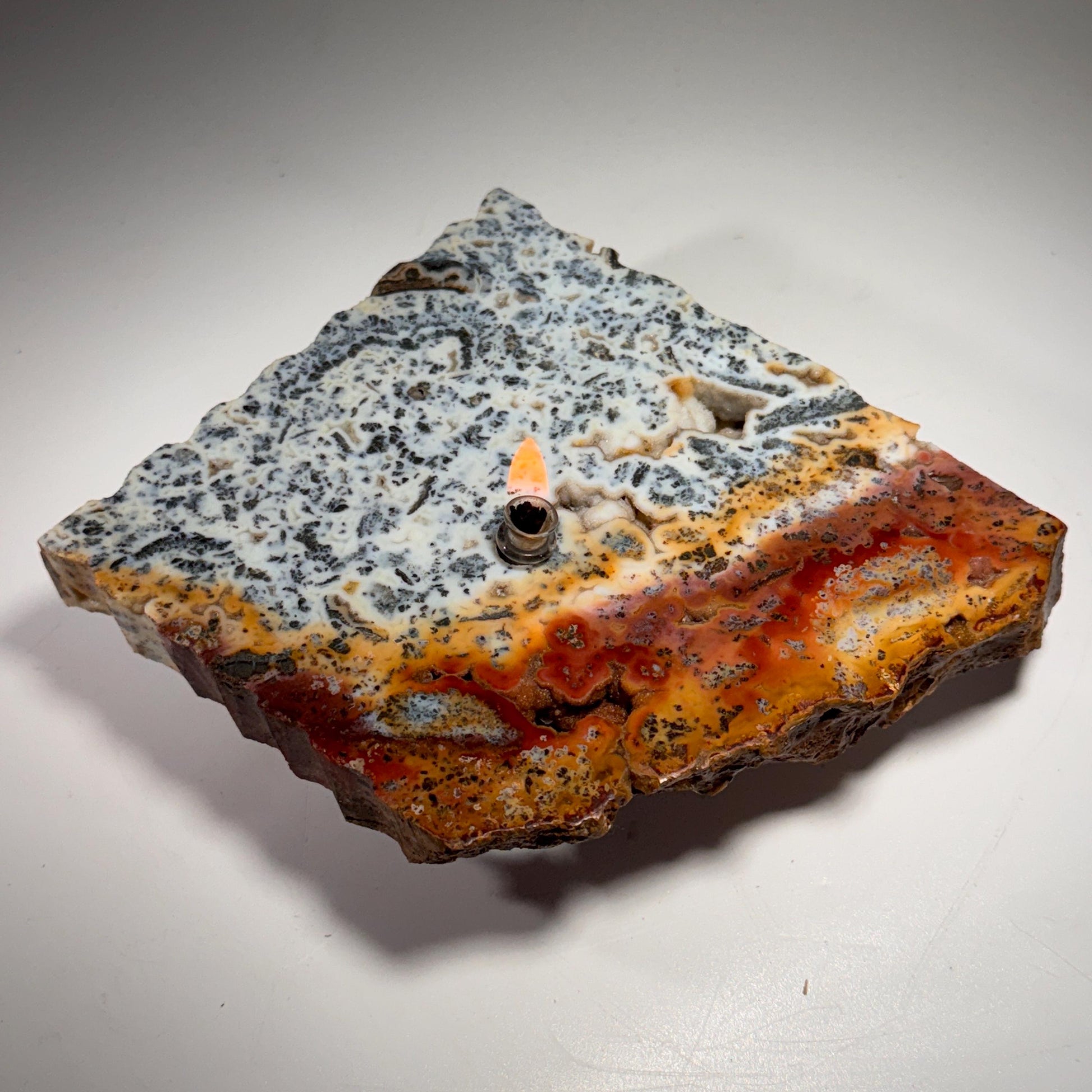 [shopname] - Marcasite Agate Rock Candle, rock decor