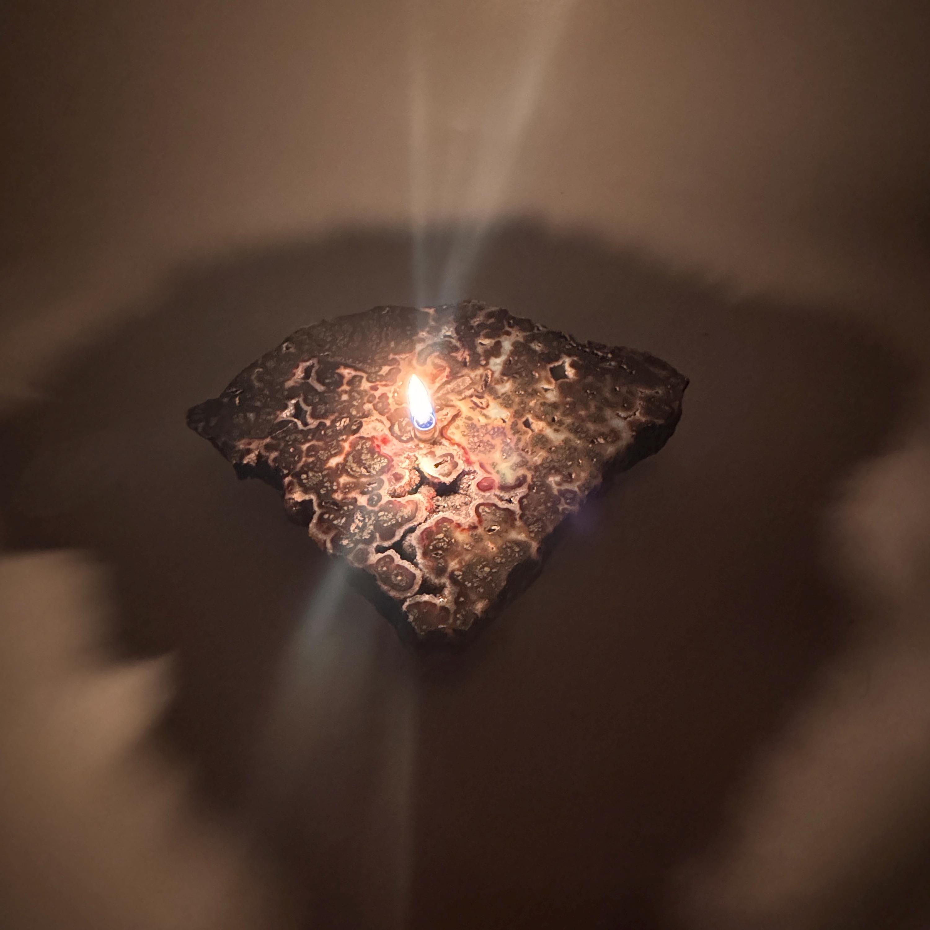 [shopname] - Rock Candle - Marcasite Agate | Rustic Home Crystal Decor, rock decor