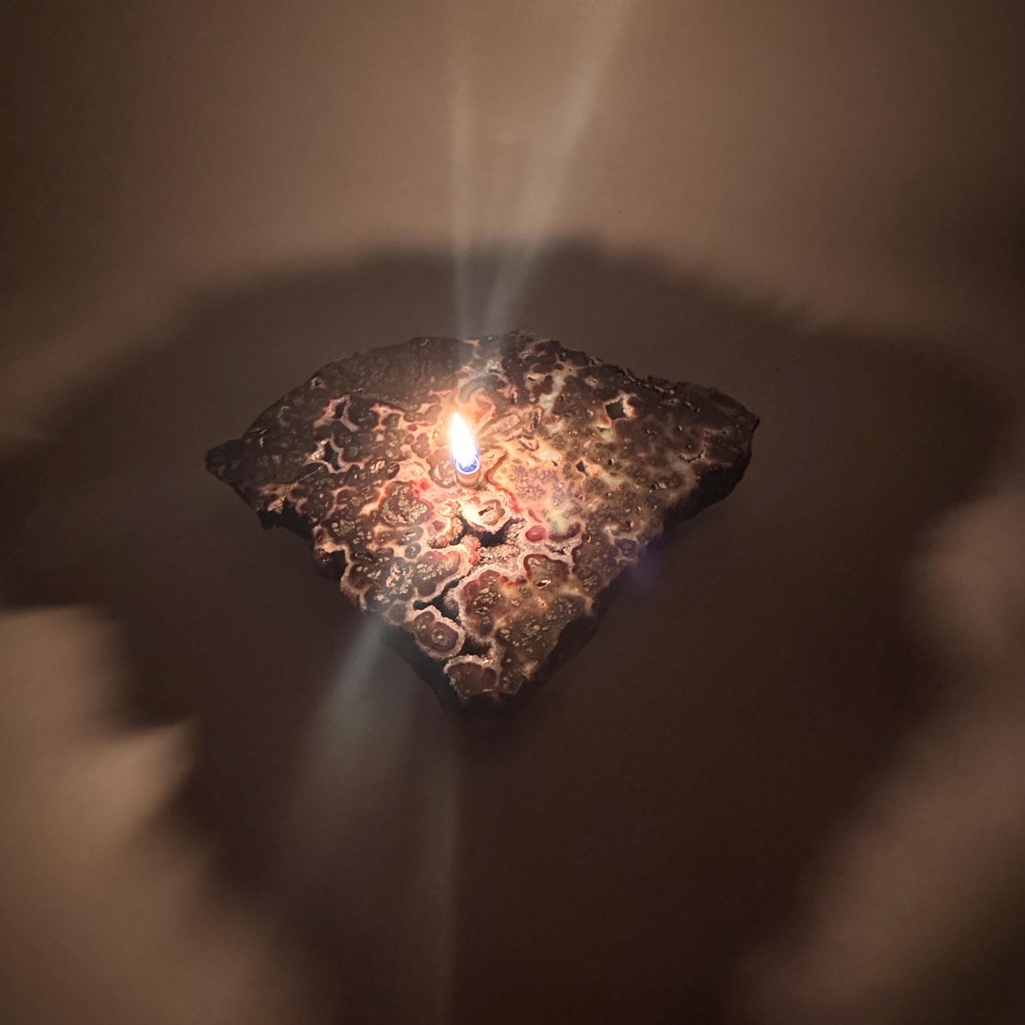[shopname] - Rock Candle - Marcasite Agate, rock decor