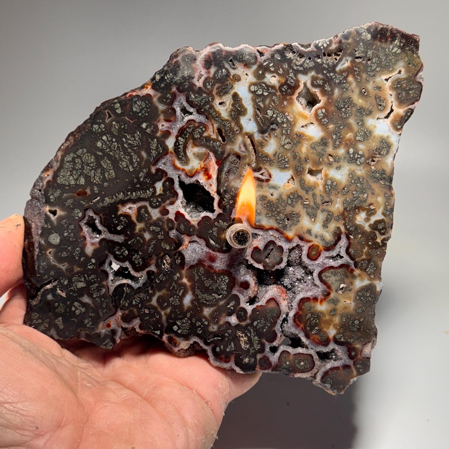 [shopname] - Rock Candle - Marcasite Agate, rock decor