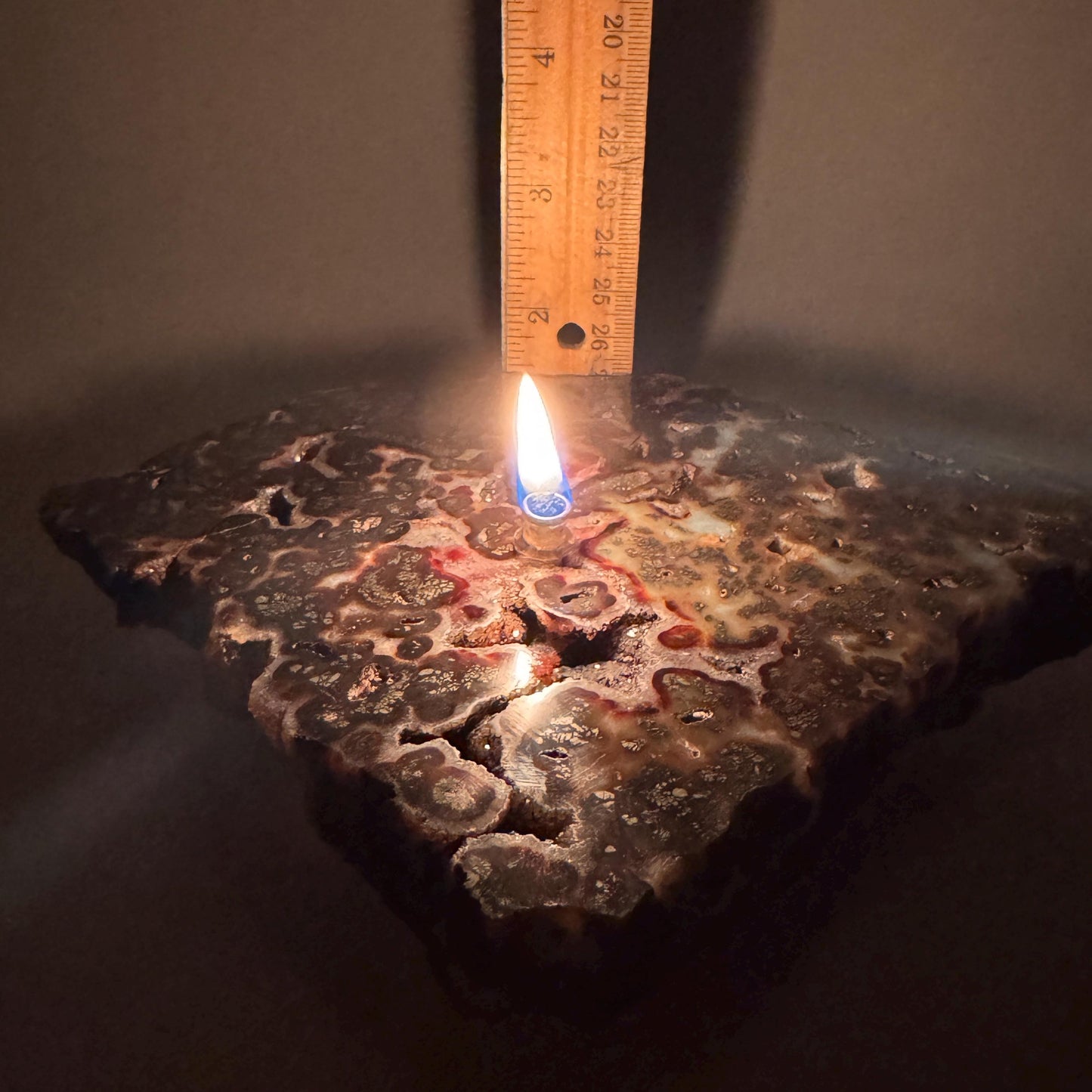 [shopname] - Rock Candle - Marcasite Agate, rock decor