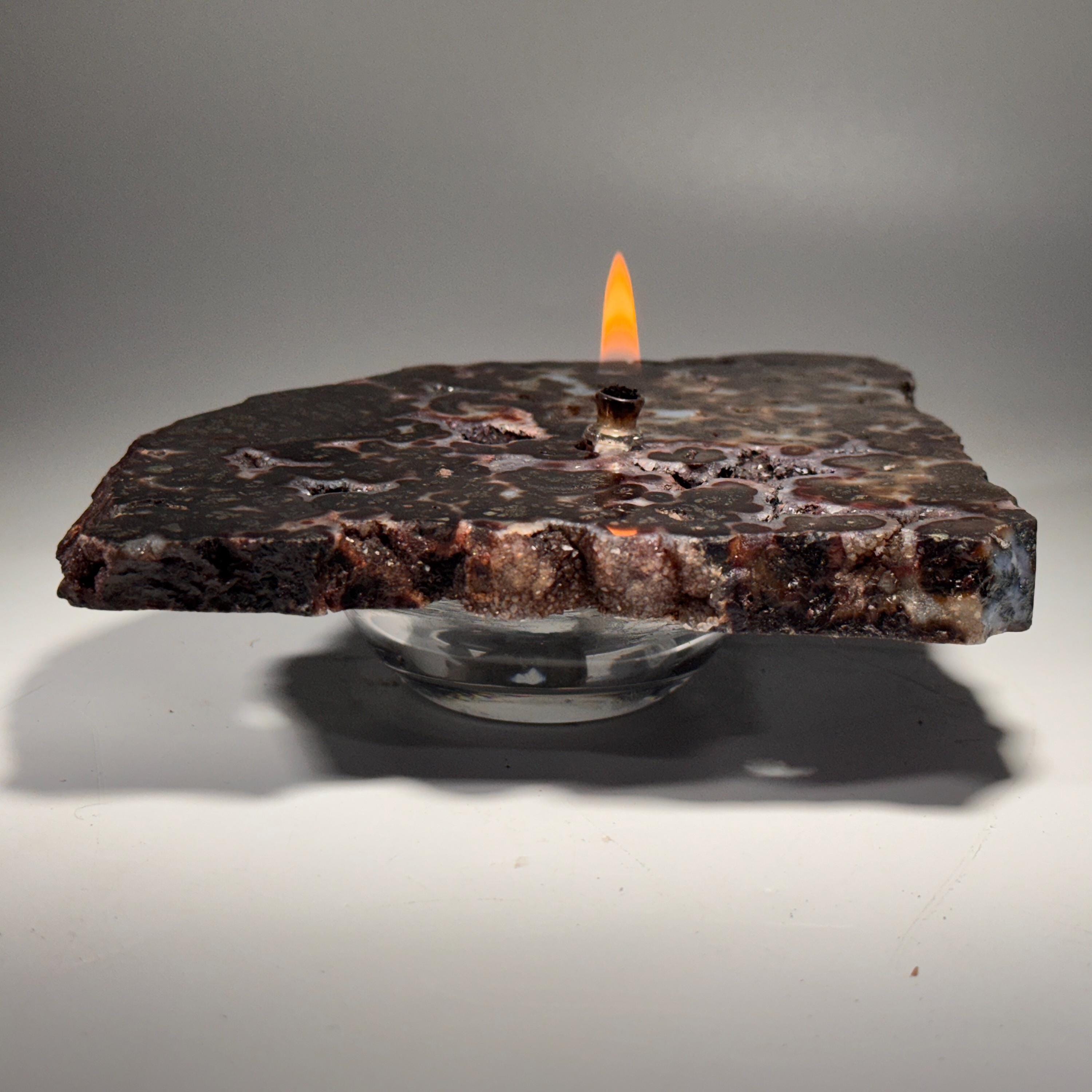 [shopname] - Rock Candle - Marcasite Agate | Rustic Home Crystal Decor, rock decor