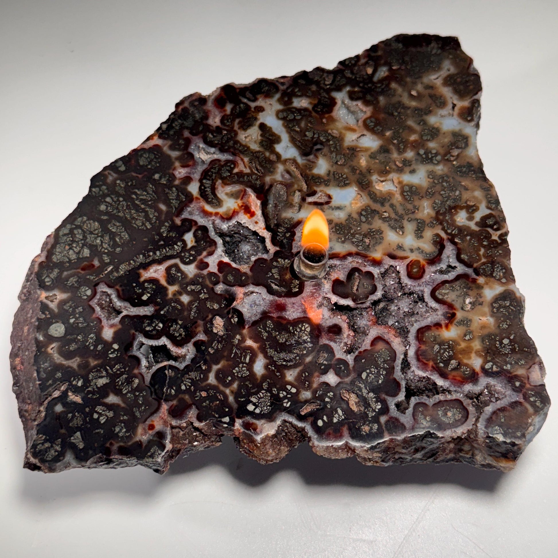 [shopname] - Rock Candle - Marcasite Agate, rock decor