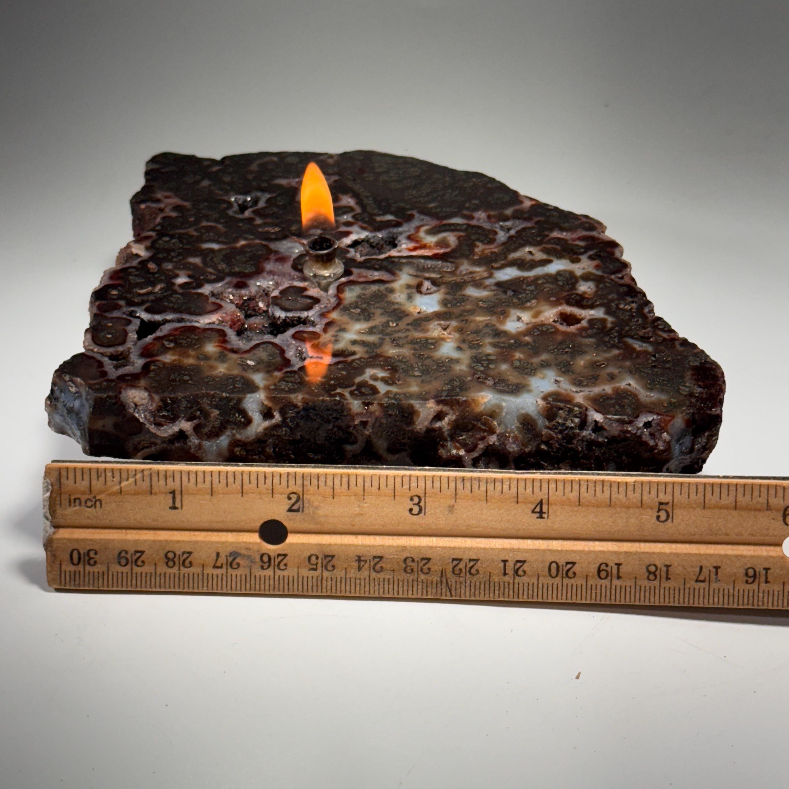 [shopname] - Rock Candle - Marcasite Agate | Rustic Home Crystal Decor, rock decor