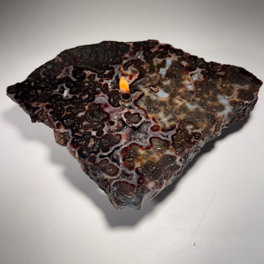 [shopname] - Rock Candle - Marcasite Agate, rock decor