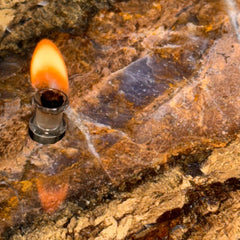 [shopname] - Purple Agate Rock Candle | Natural Stone Oil Lamp with Everlasting Wick, rock decor