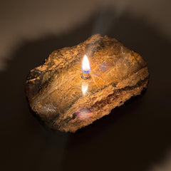[shopname] - Purple Agate Rock Candle | Natural Stone Oil Lamp with Everlasting Wick, rock decor
