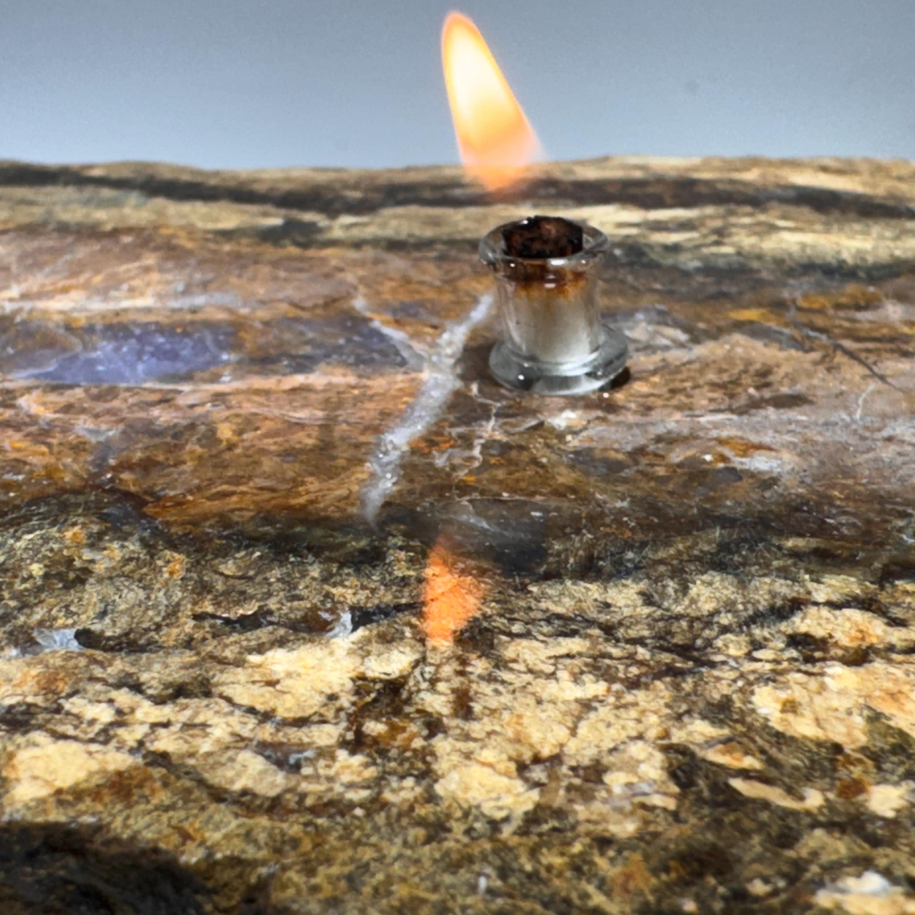 [shopname] - Purple Agate Rock Candle | Natural Stone Oil Lamp with Everlasting Wick, rock decor