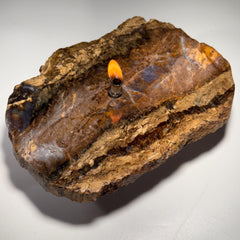 [shopname] - Purple Agate Rock Candle | Natural Stone Oil Lamp with Everlasting Wick, rock decor