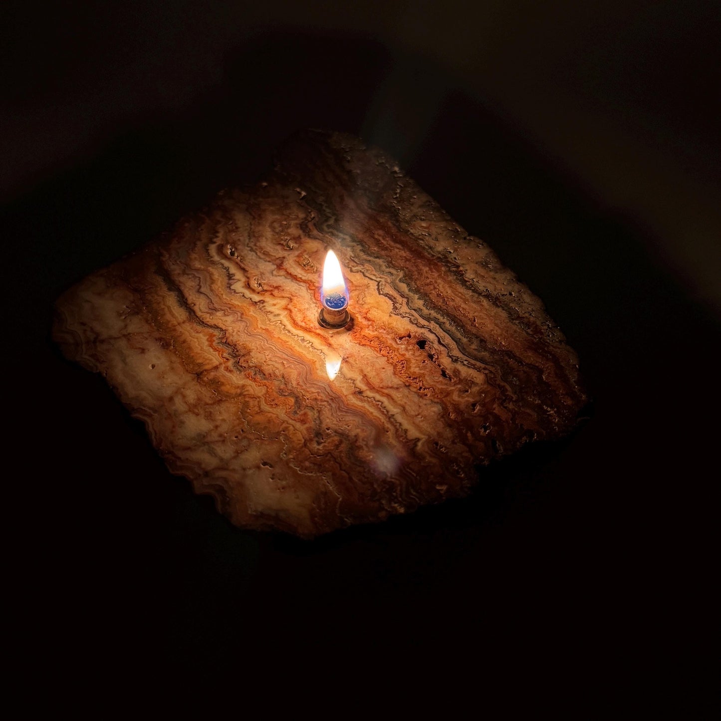 [shopname] - Crazy Lace Agate Rock Oil Candle Gift Box, rock decor