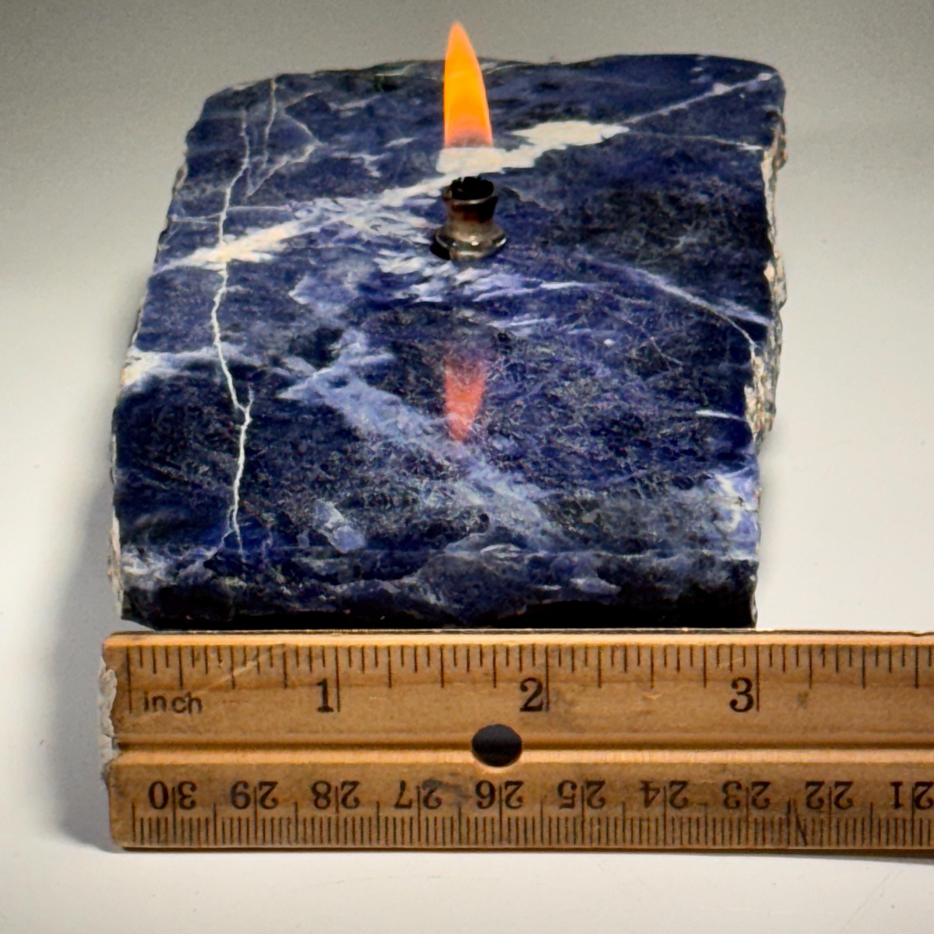 [shopname] - Sodalite Rock Candle, rock decor