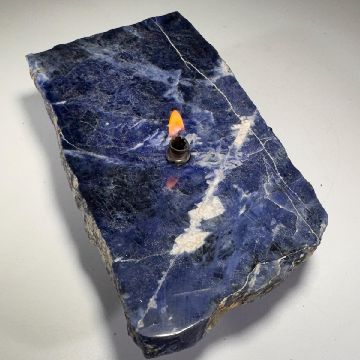 [shopname] - Sodalite Rock Candle, rock decor