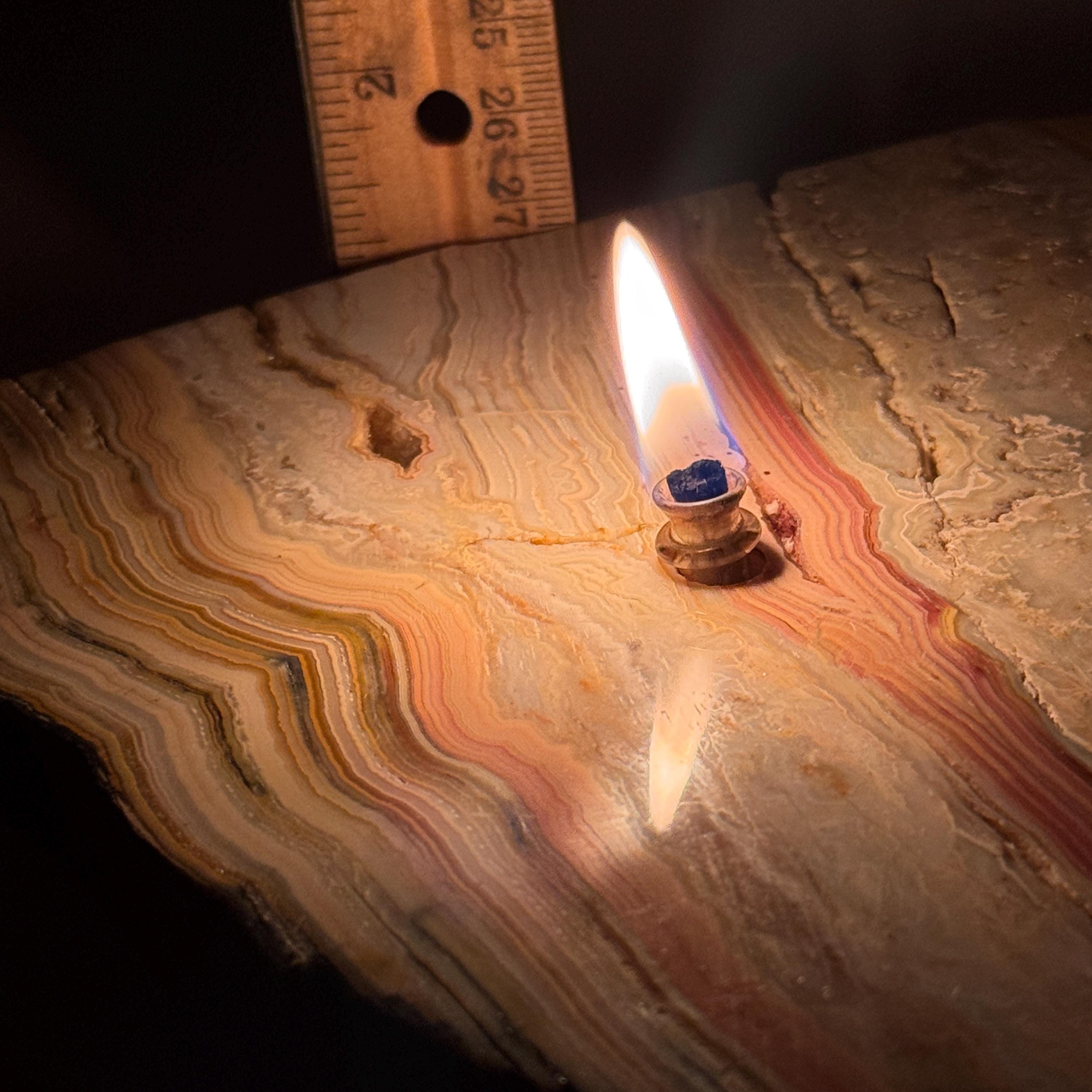 [shopname] - Crazy Lace Agate Rock Candle | Home Crystal Decor for home & office, rock decor