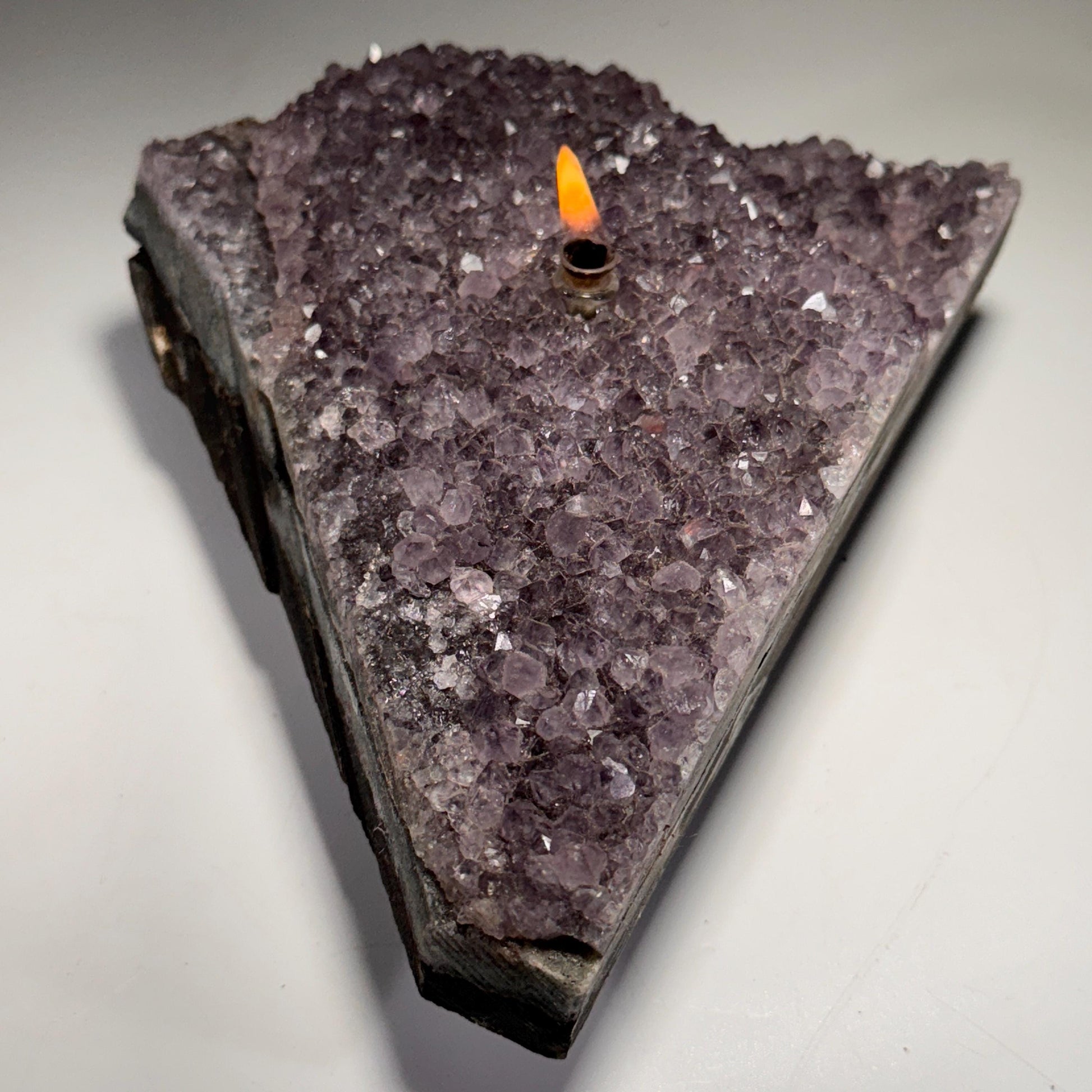 [shopname] - Rock oil lamp, Amethyst geode, rock decor