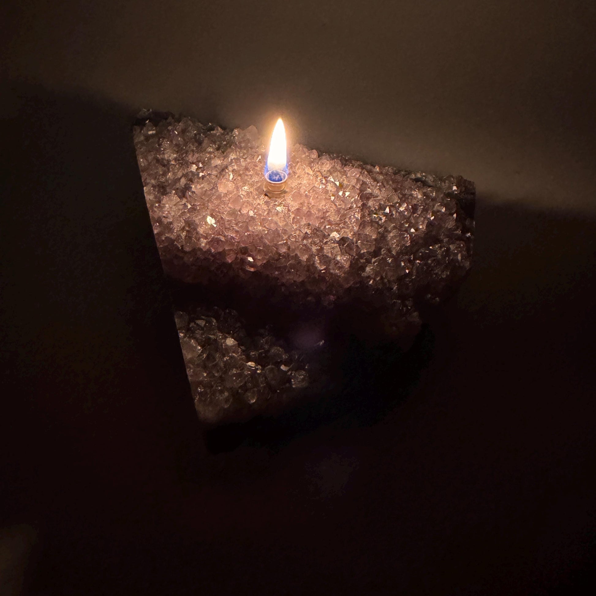 [shopname] - Rock oil lamp, Amethyst geode, rock decor