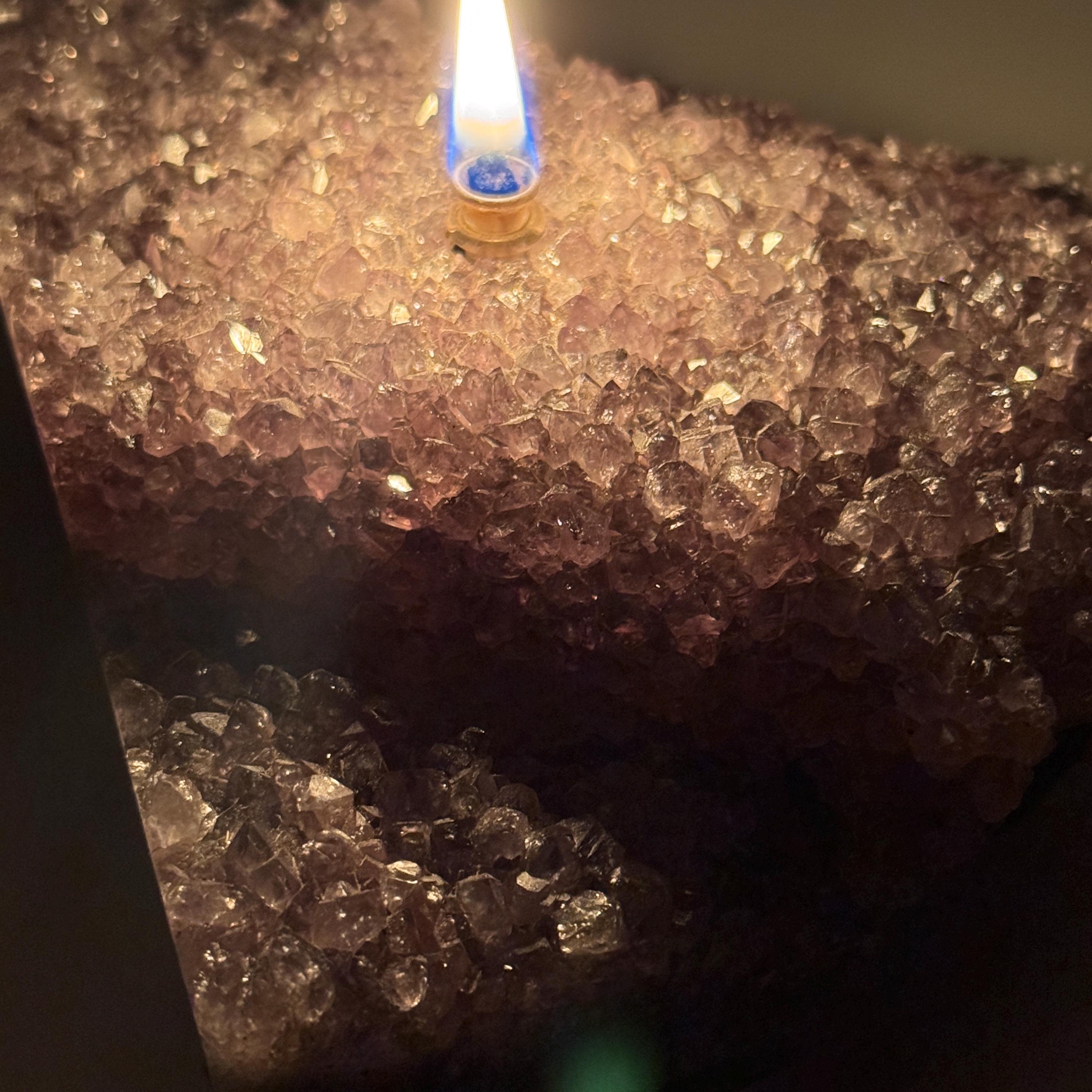 [shopname] - Rock oil lamp, Amethyst geode | Rustic Rock Home Decor, rock decor