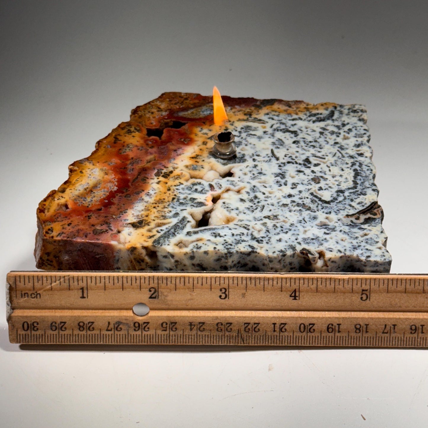 [shopname] - Marcasite Agate Rock Candle, rock decor