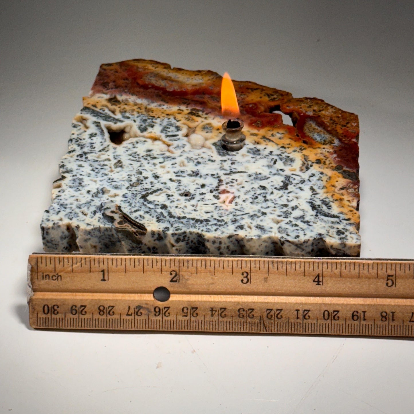 [shopname] - Marcasite Agate Rock Candle, rock decor