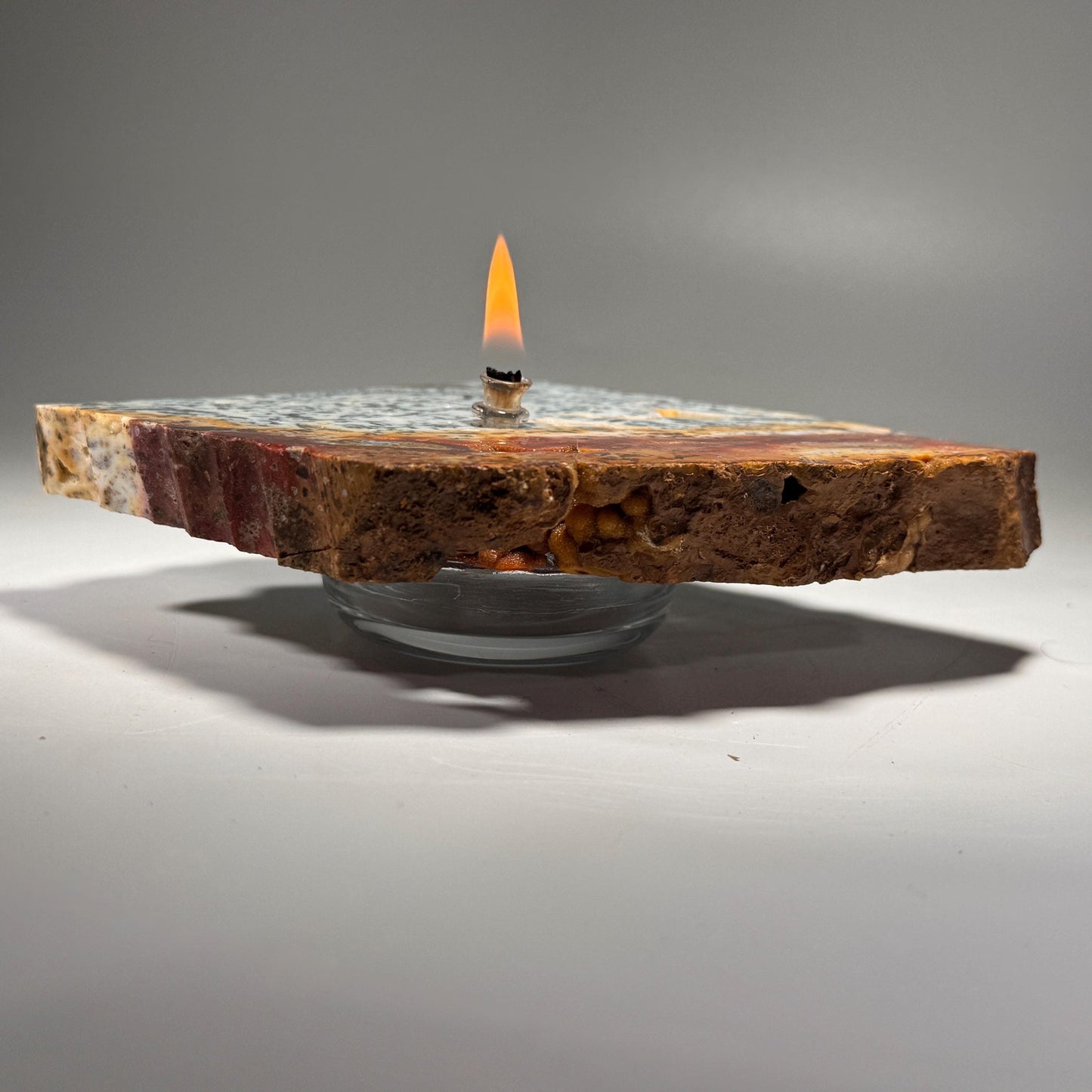 [shopname] - Marcasite Agate Rock Candle, rock decor