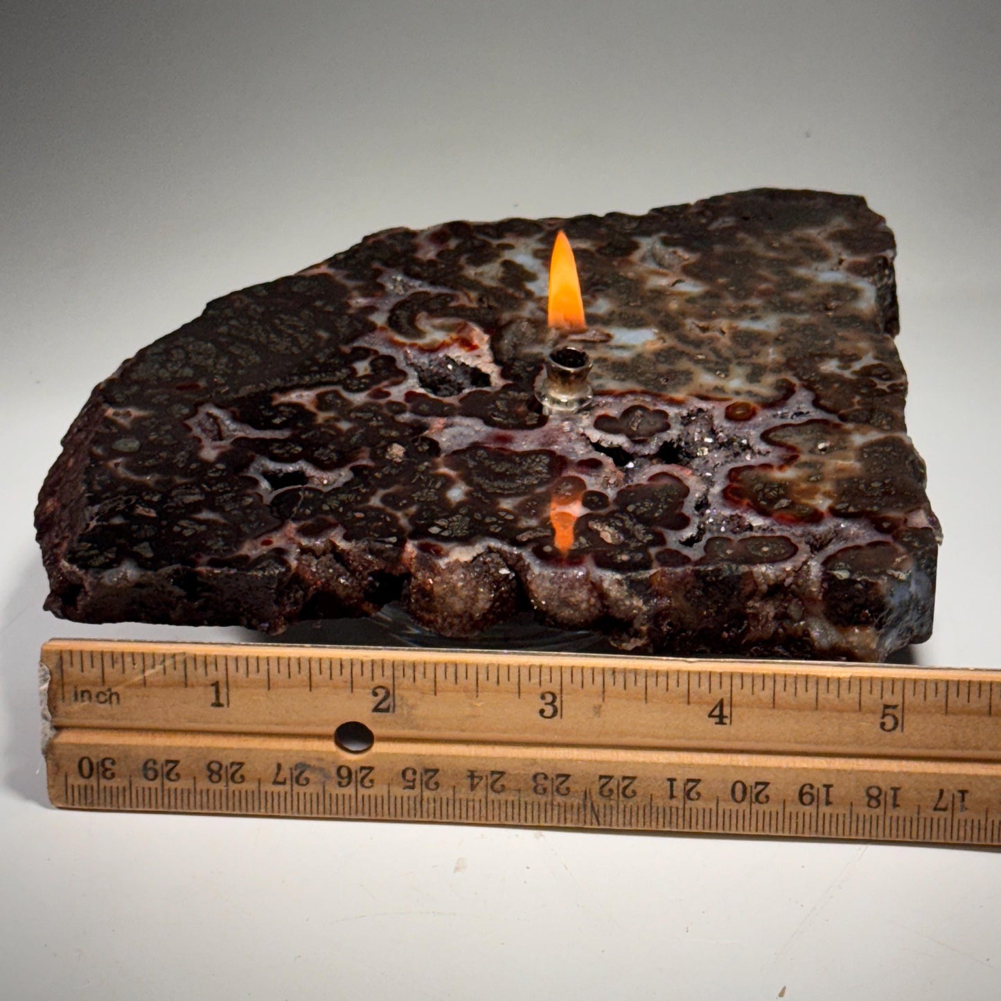 [shopname] - Rock Candle - Marcasite Agate, rock decor