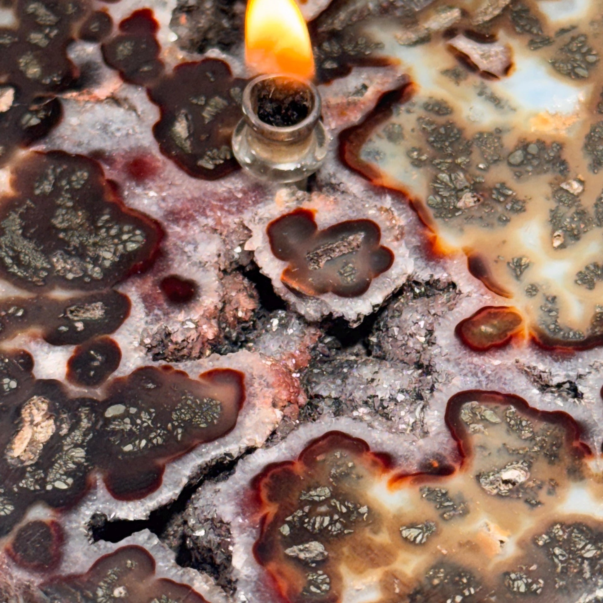 [shopname] - Rock Candle - Marcasite Agate, rock decor