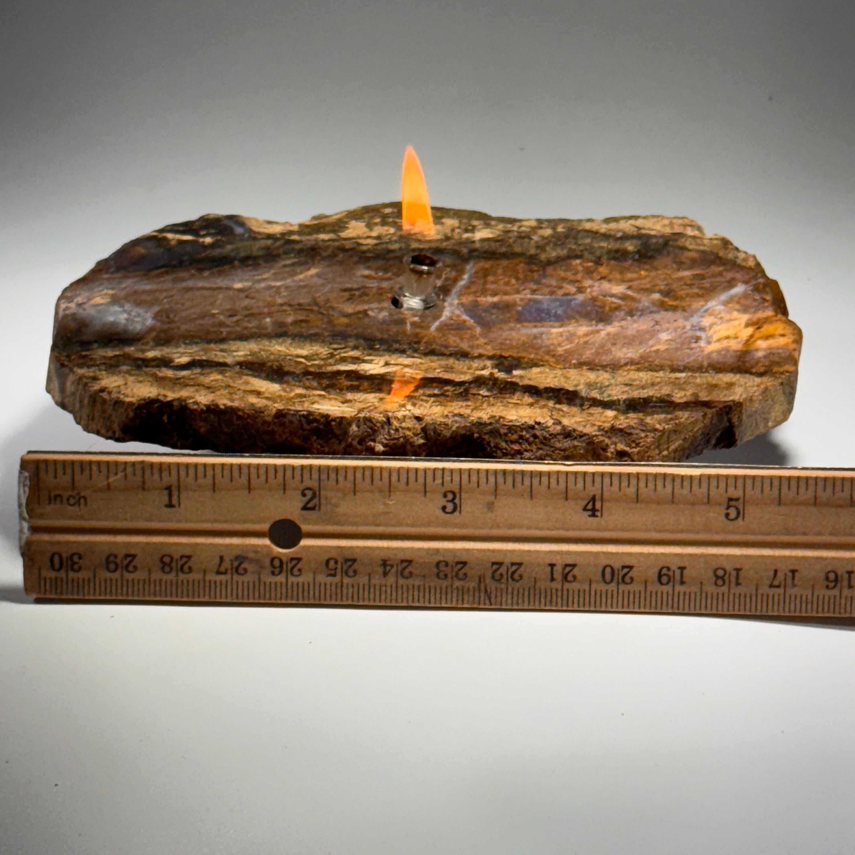 [shopname] - Purple Agate Rock Candle | Natural Stone Oil Lamp with Everlasting Wick, rock decor