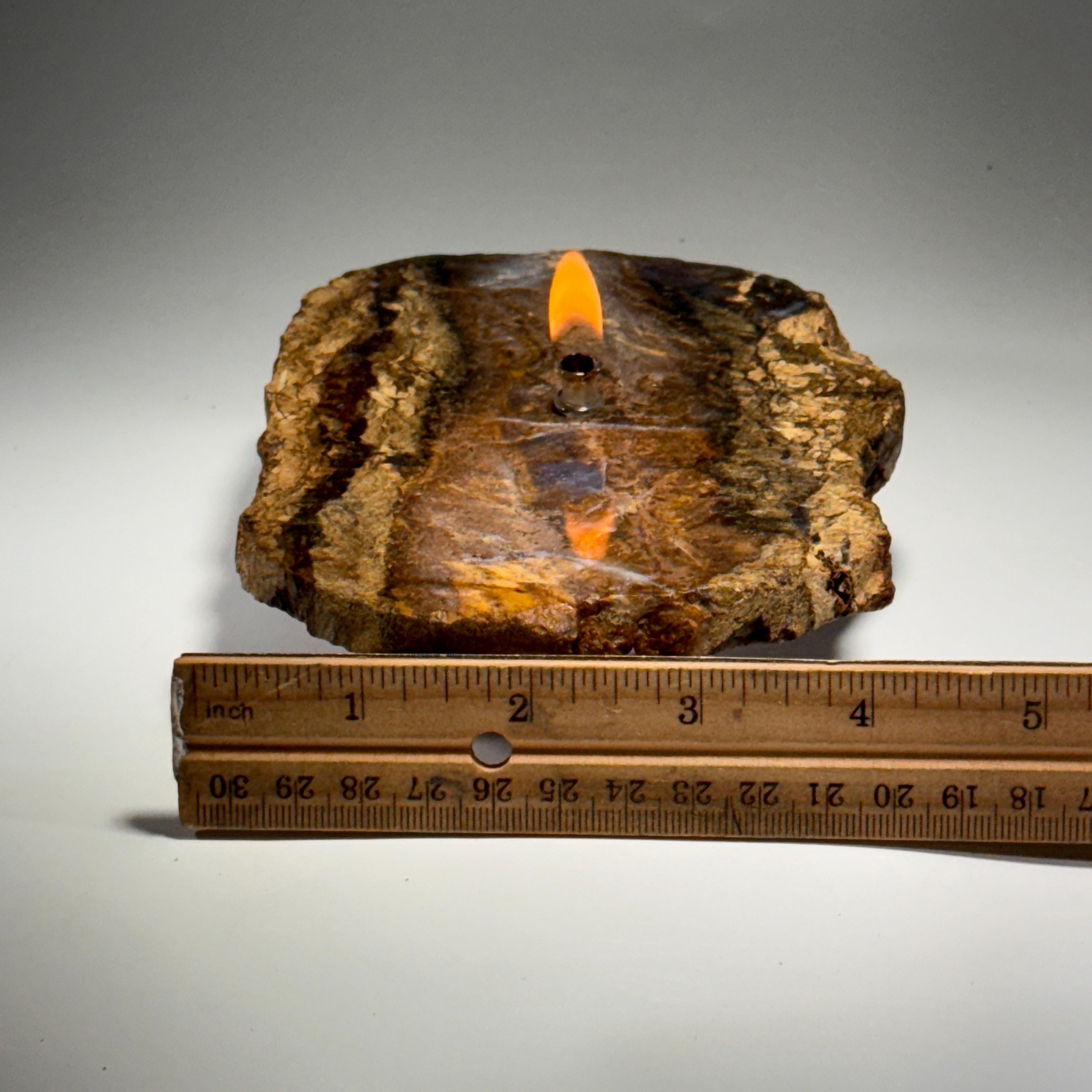 [shopname] - Purple Agate Rock Candle | Natural Stone Oil Lamp with Everlasting Wick, rock decor