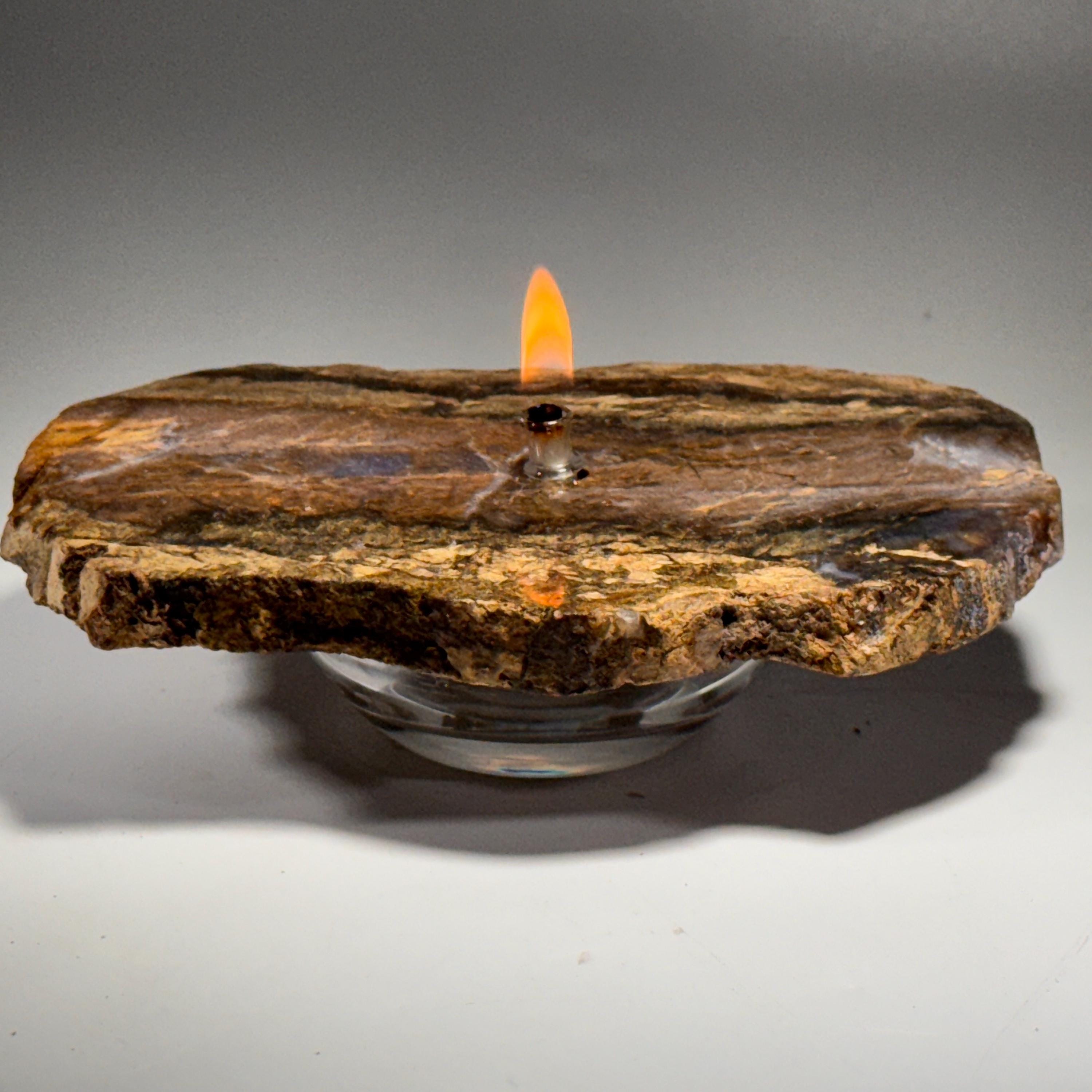 [shopname] - Purple Agate Rock Candle | Natural Stone Oil Lamp with Everlasting Wick, rock decor