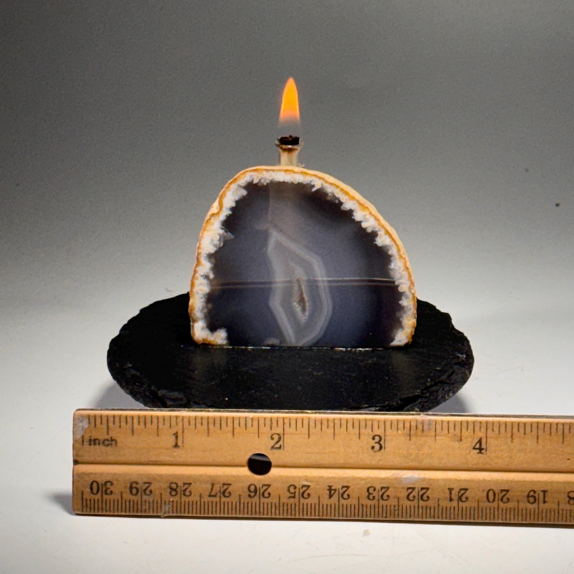 [shopname] - Agate Geode Oil Candle, rock decor